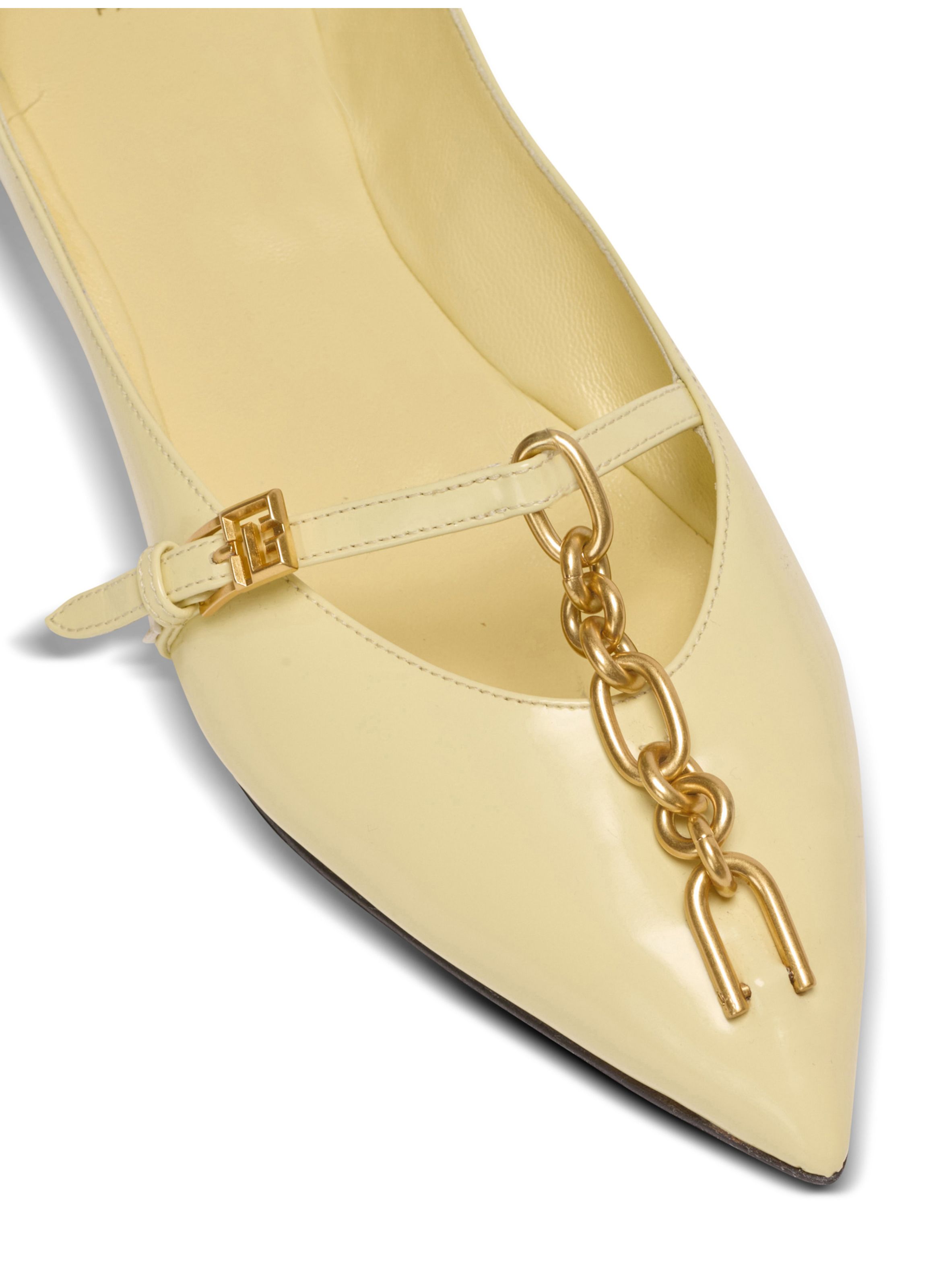 Ballerines sync en cuir d’agneau brillant BALMAIN Jaune