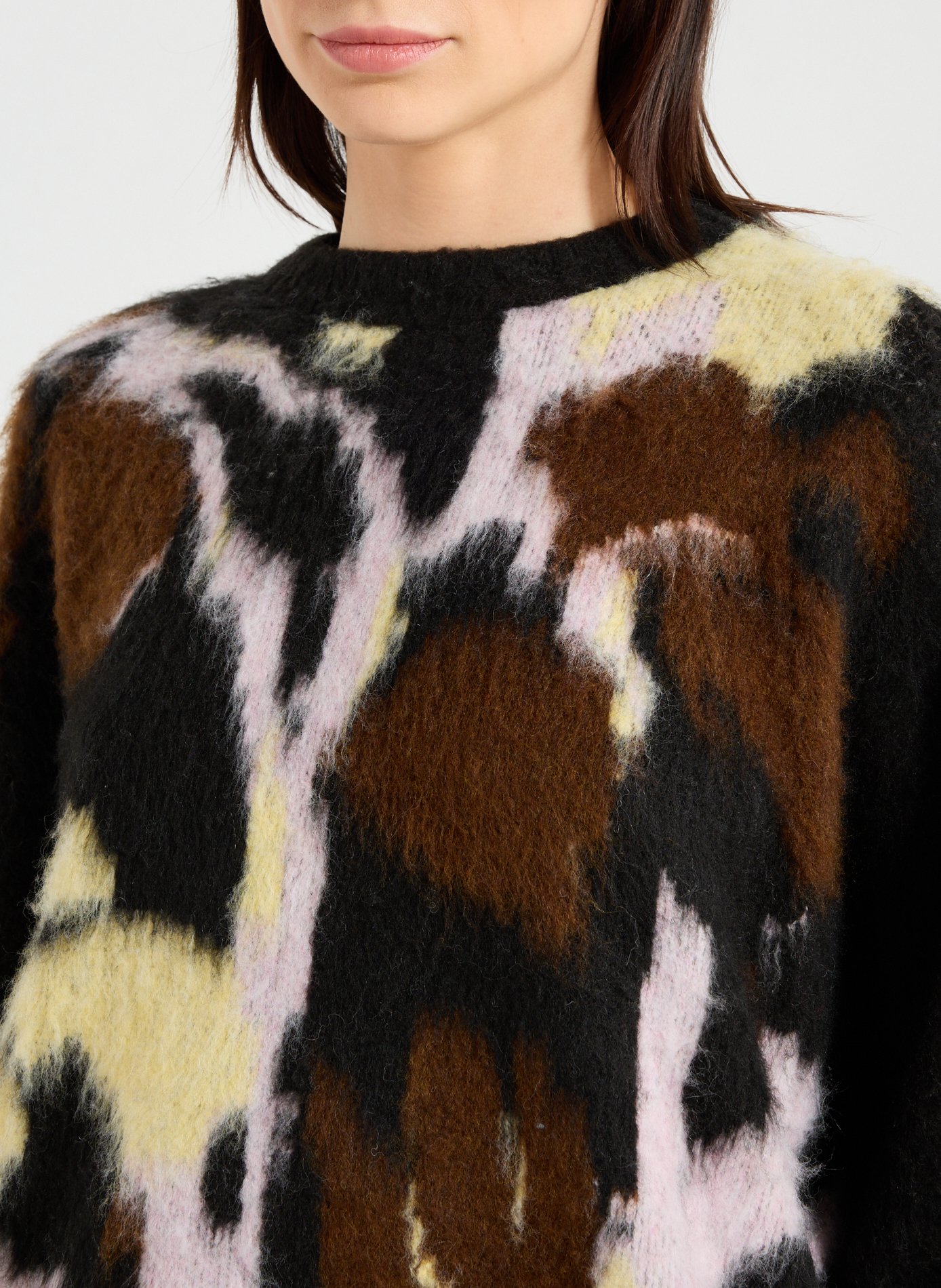 Oversized round neck sweater TOPSHOP Black