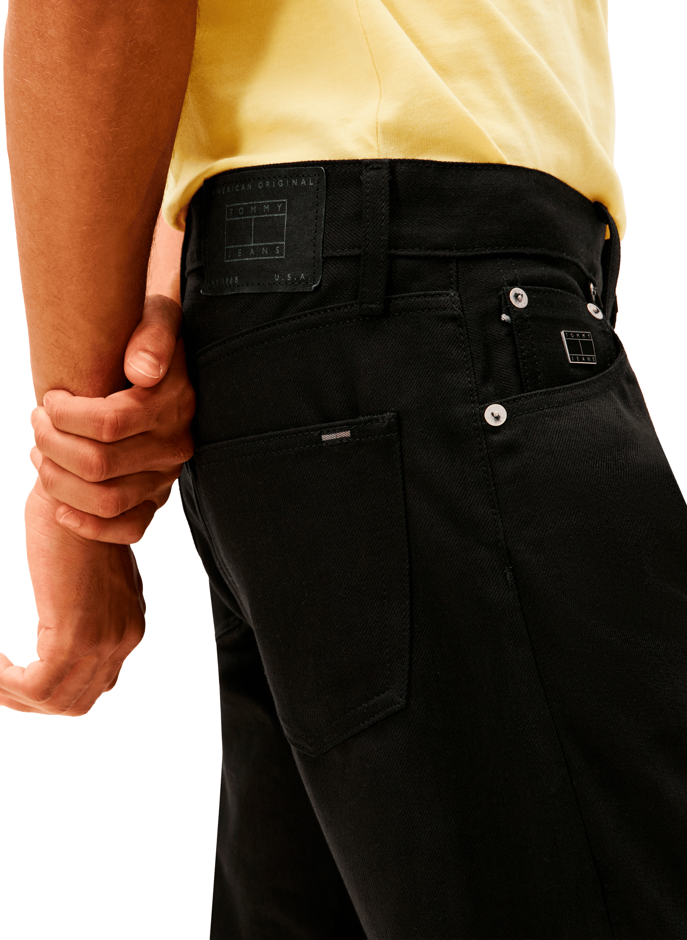 Jean coupe droite en coton TOMMY HILFIGER Noir