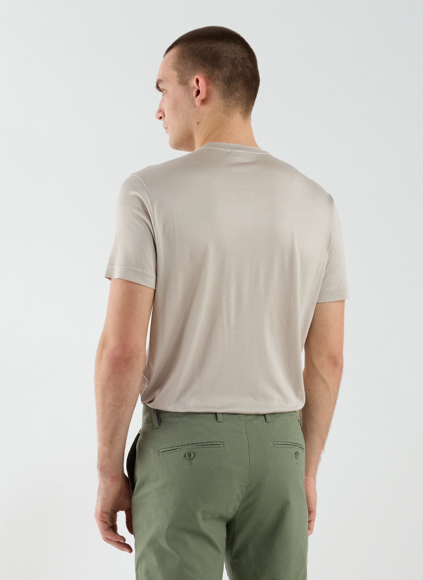 Straight silk short-sleeve T-shirt STEFAN BRANDT Brown