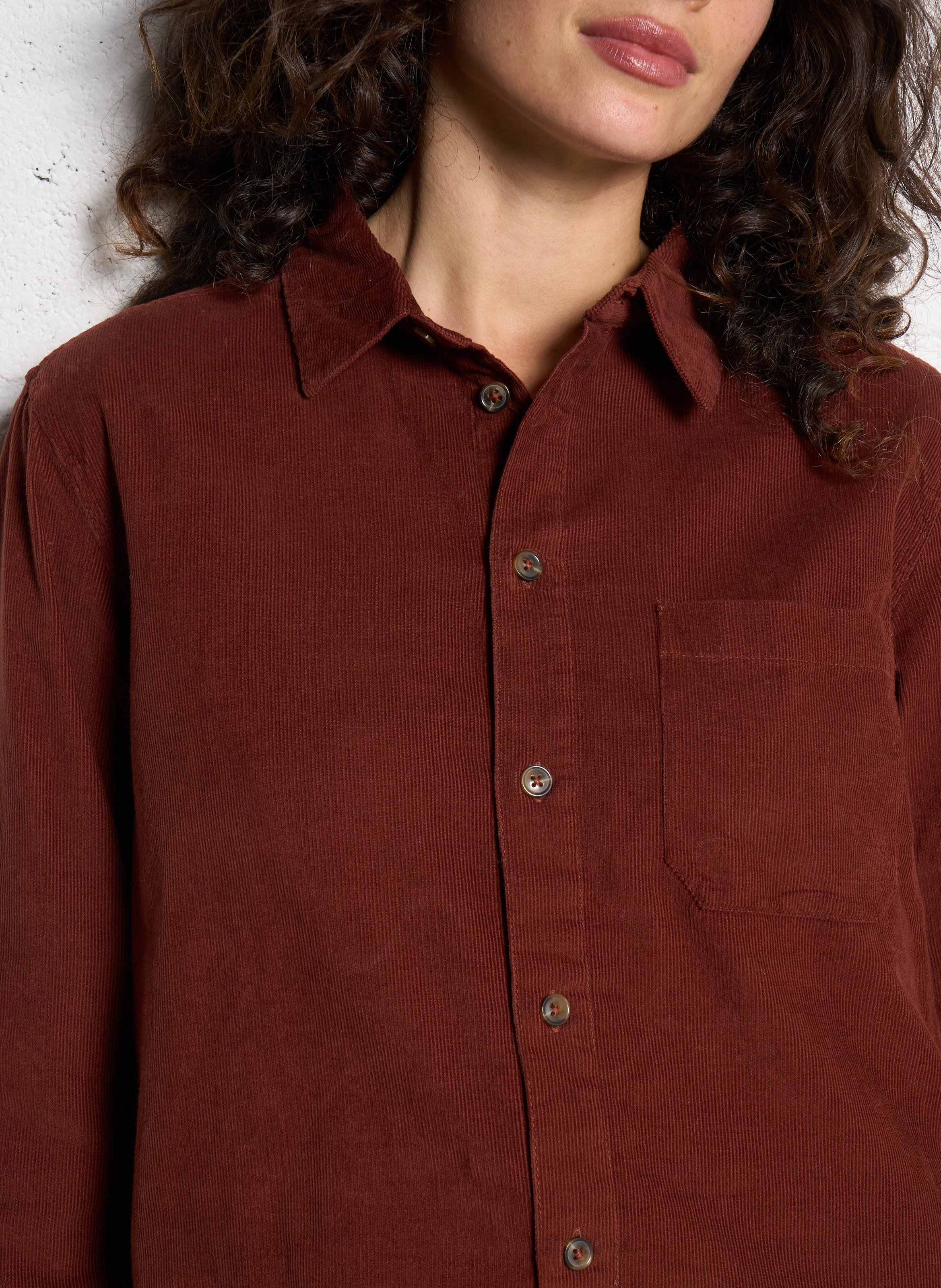 Chemise droite en velours côtelé intrepide MAISON 123 Rouge