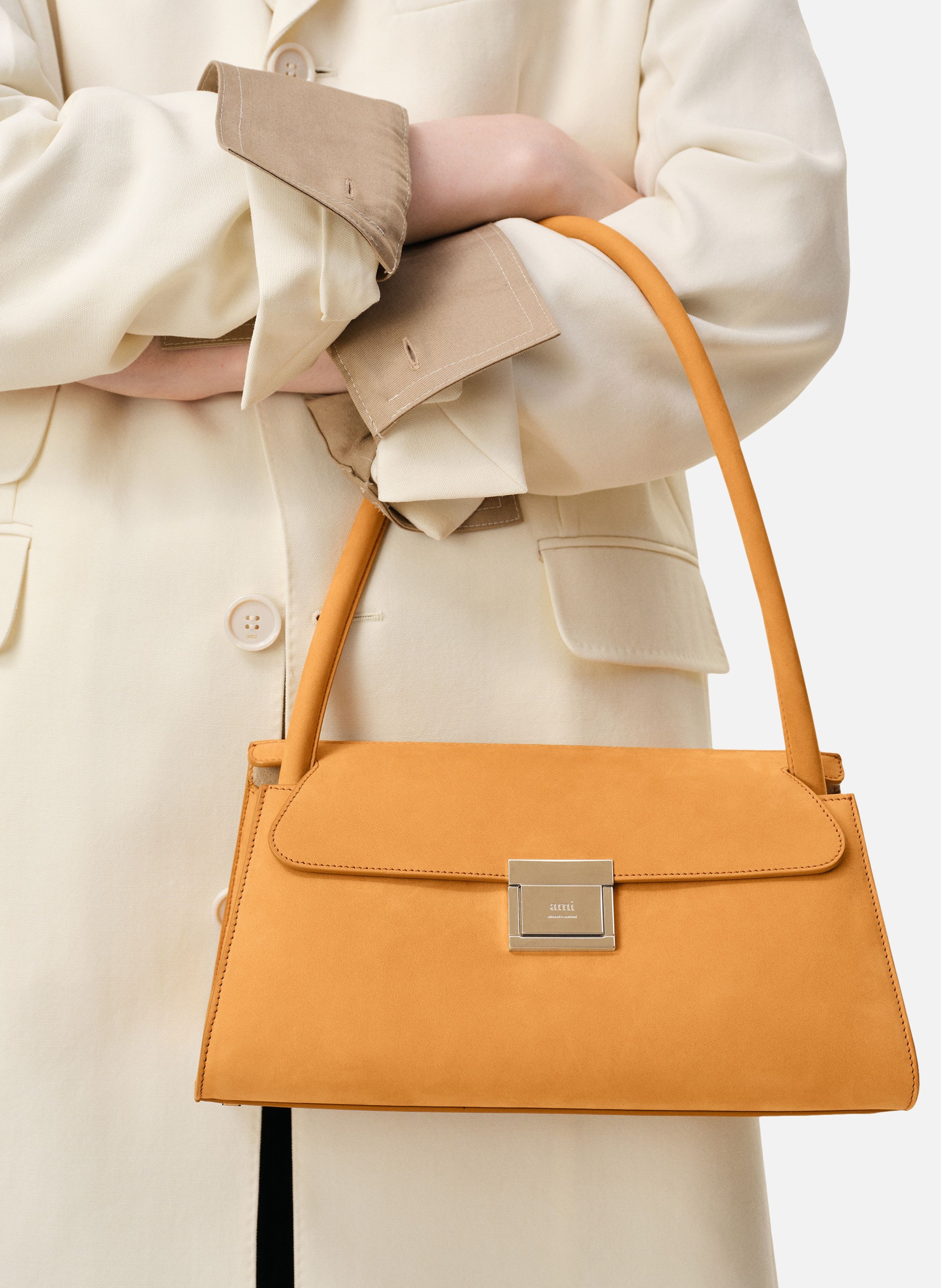 Petit sac mimi unisexe en cuir de veau AMI PARIS Orange