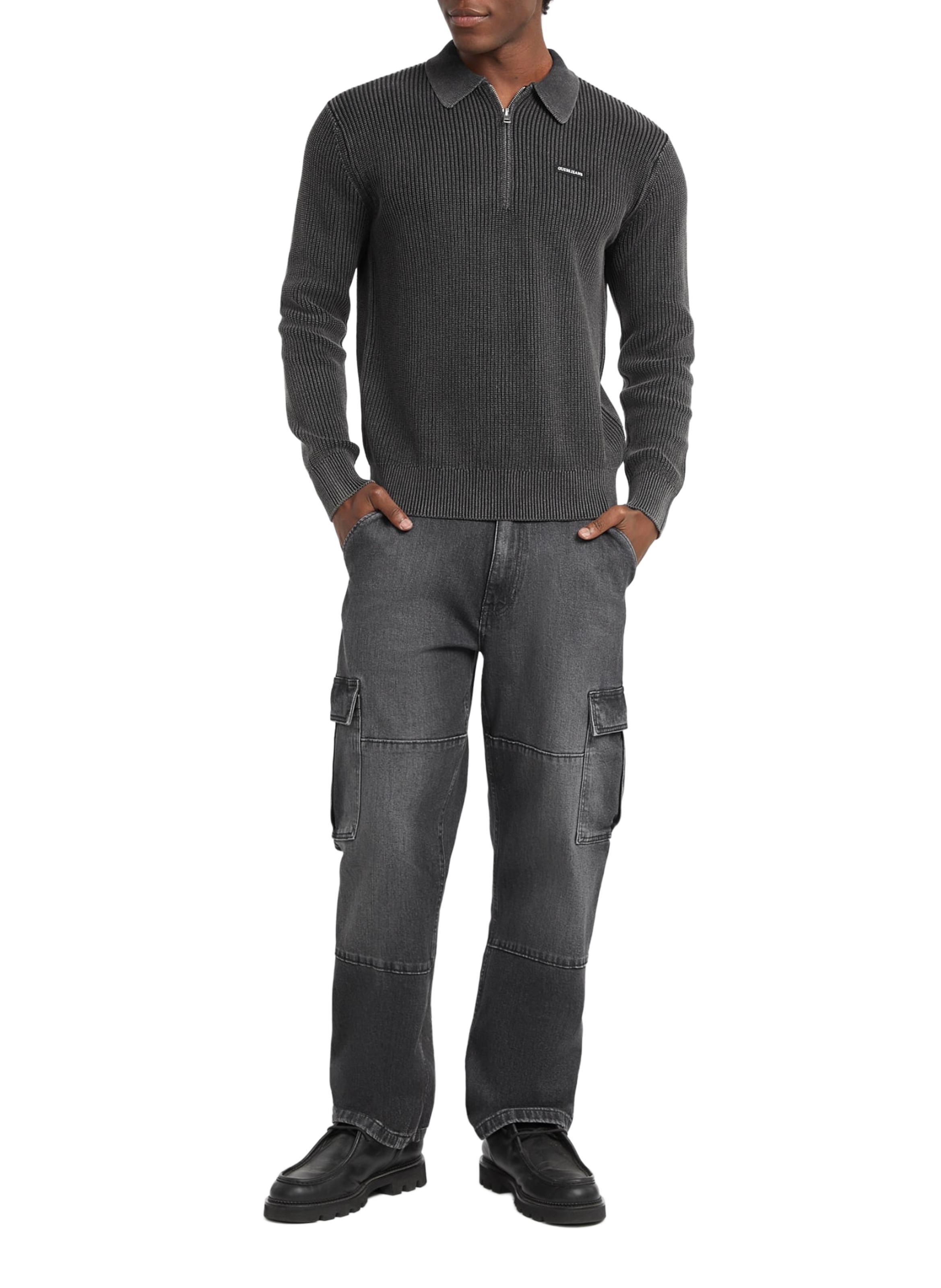 Ribbed cotton jumper GUESS Black