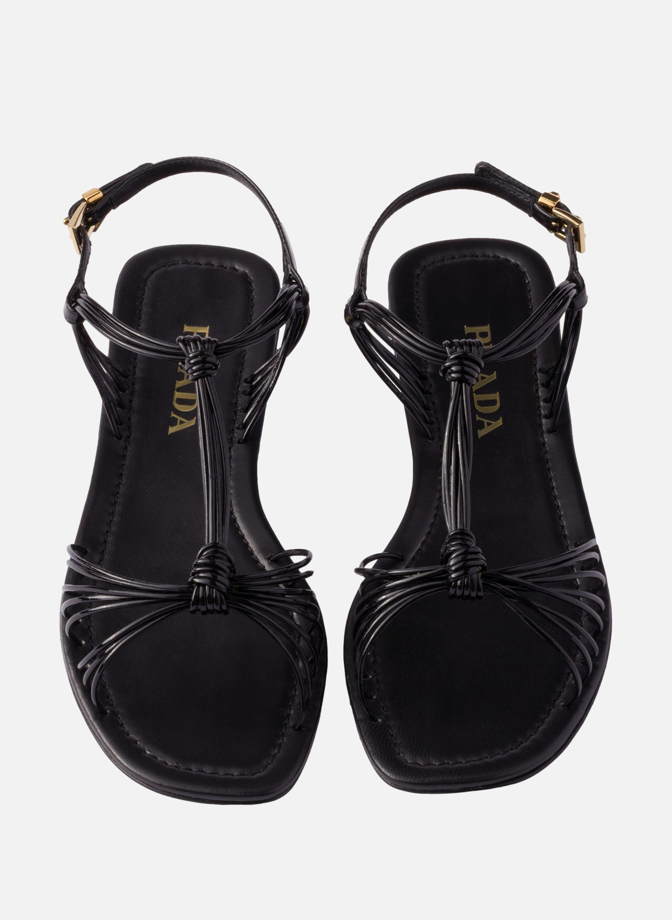 Sandales en cuir verni PRADA Noir