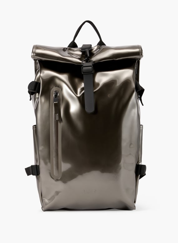 rains backpack silver it has a handy zippered pocket on the back RAINS Silver Bucket Backpack Rains