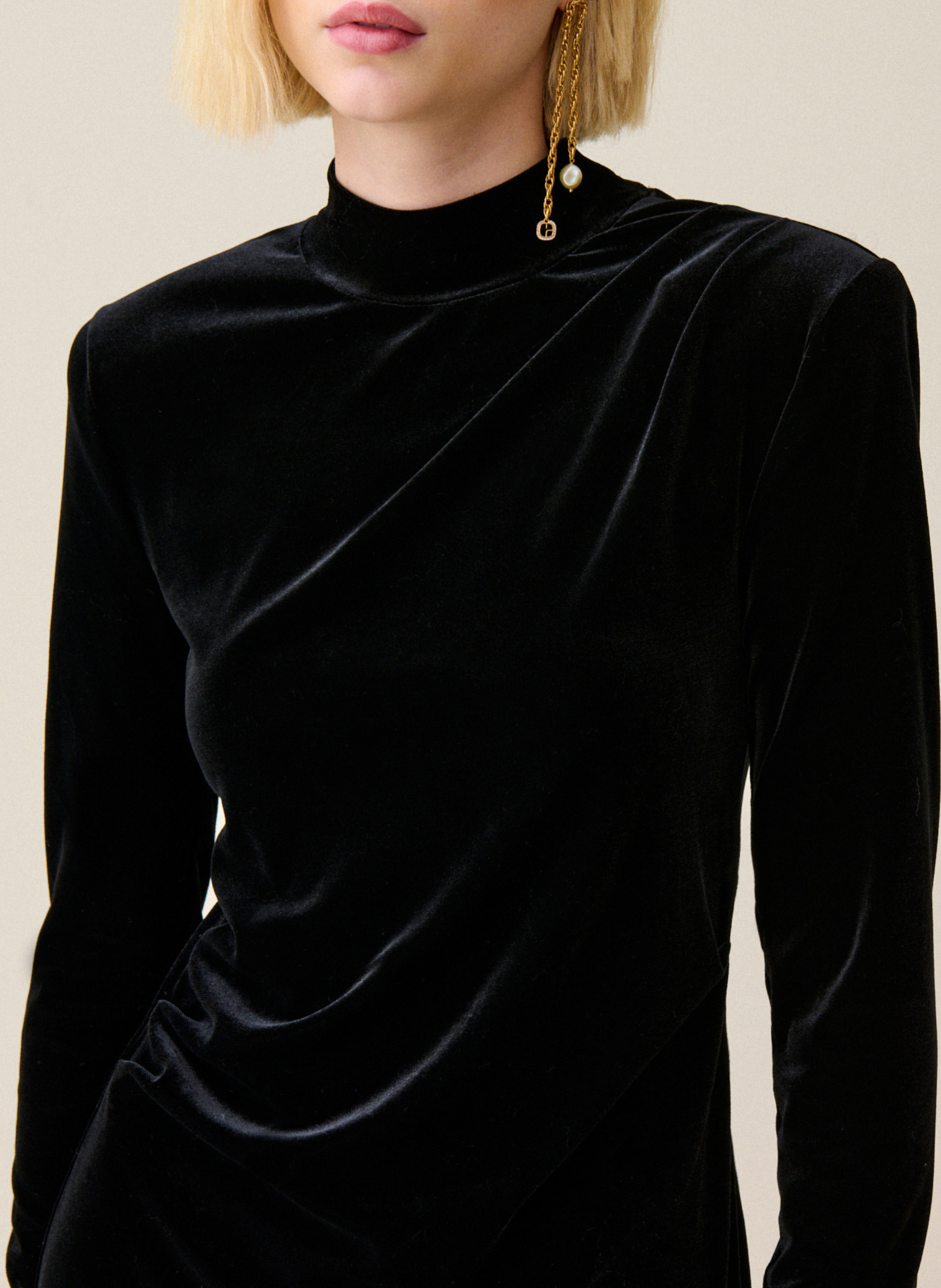 Robe midi en velours CLAUDIE PIERLOT Noir