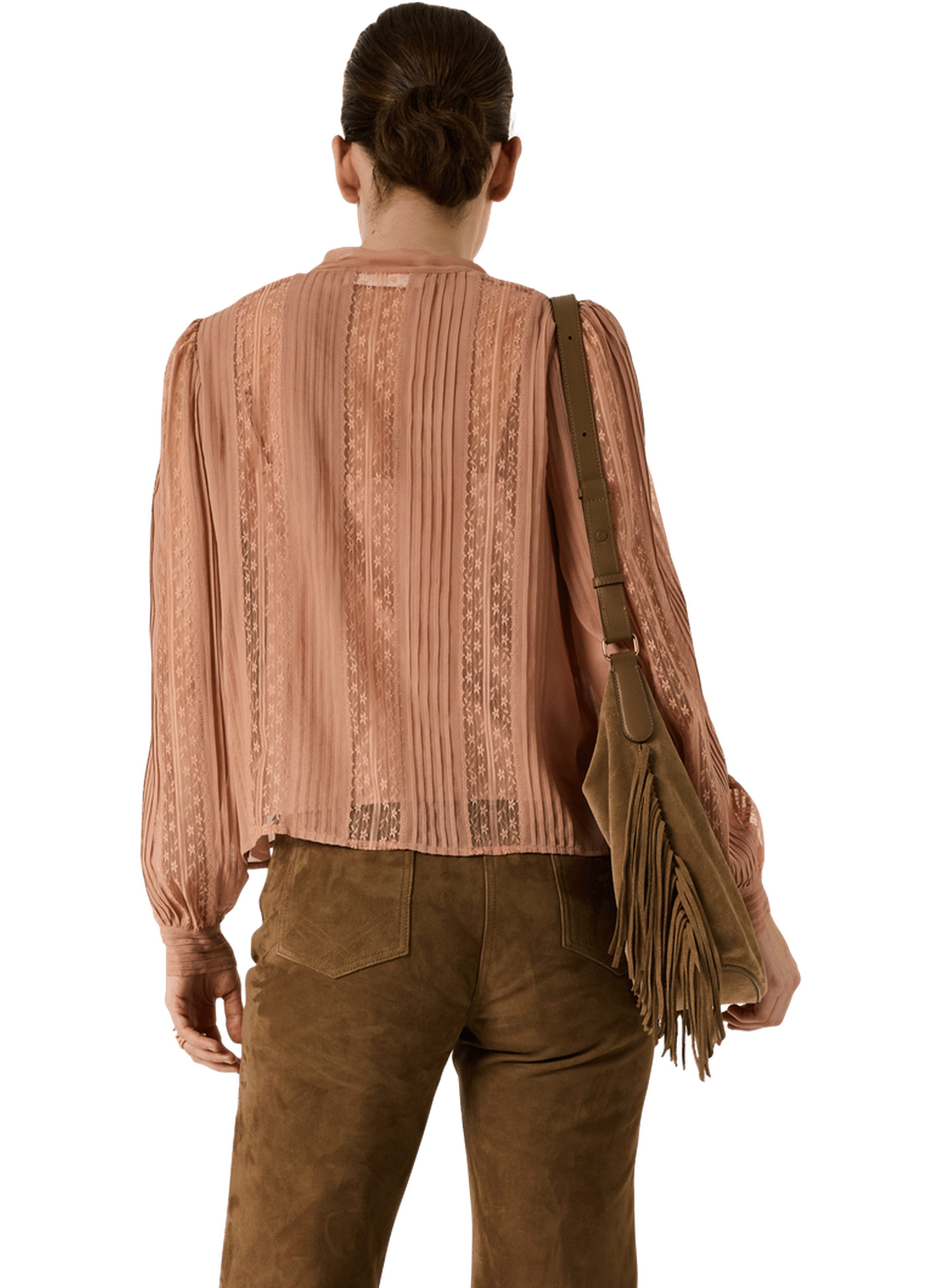 Chemise en dentelle à col lavallière - CYRANA GERARD DAREL Beige