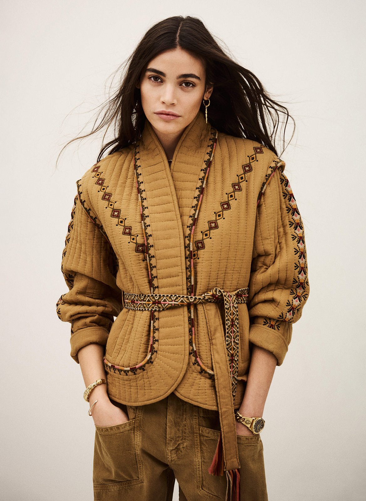 Veste col châle en coton cocoon BA&SH Marron