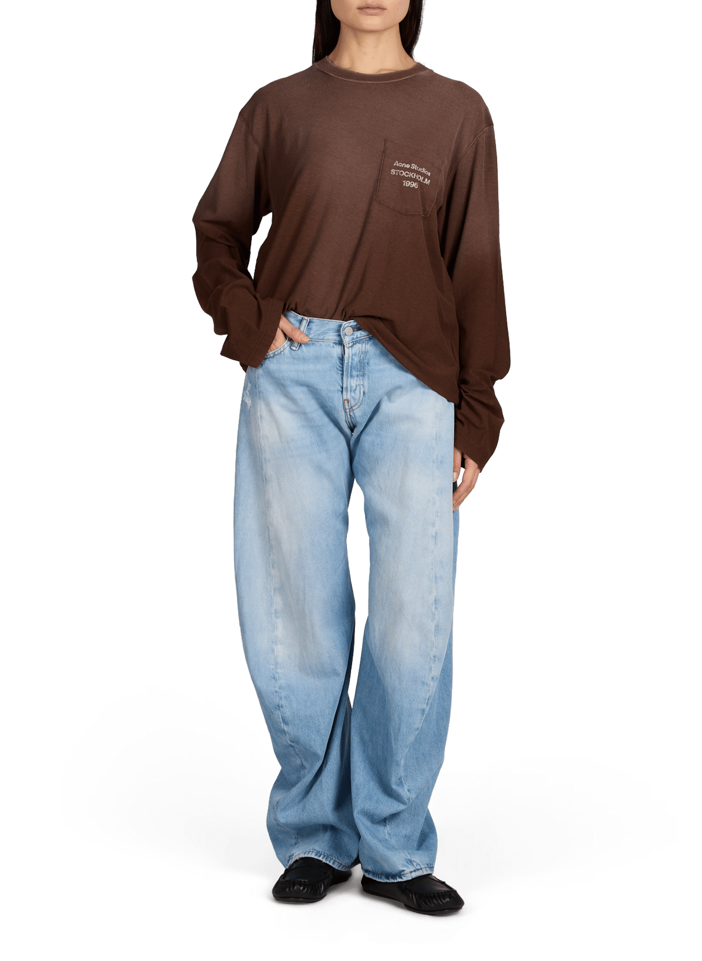 Jeans délavé en coton organique ACNE STUDIOS Bleu
