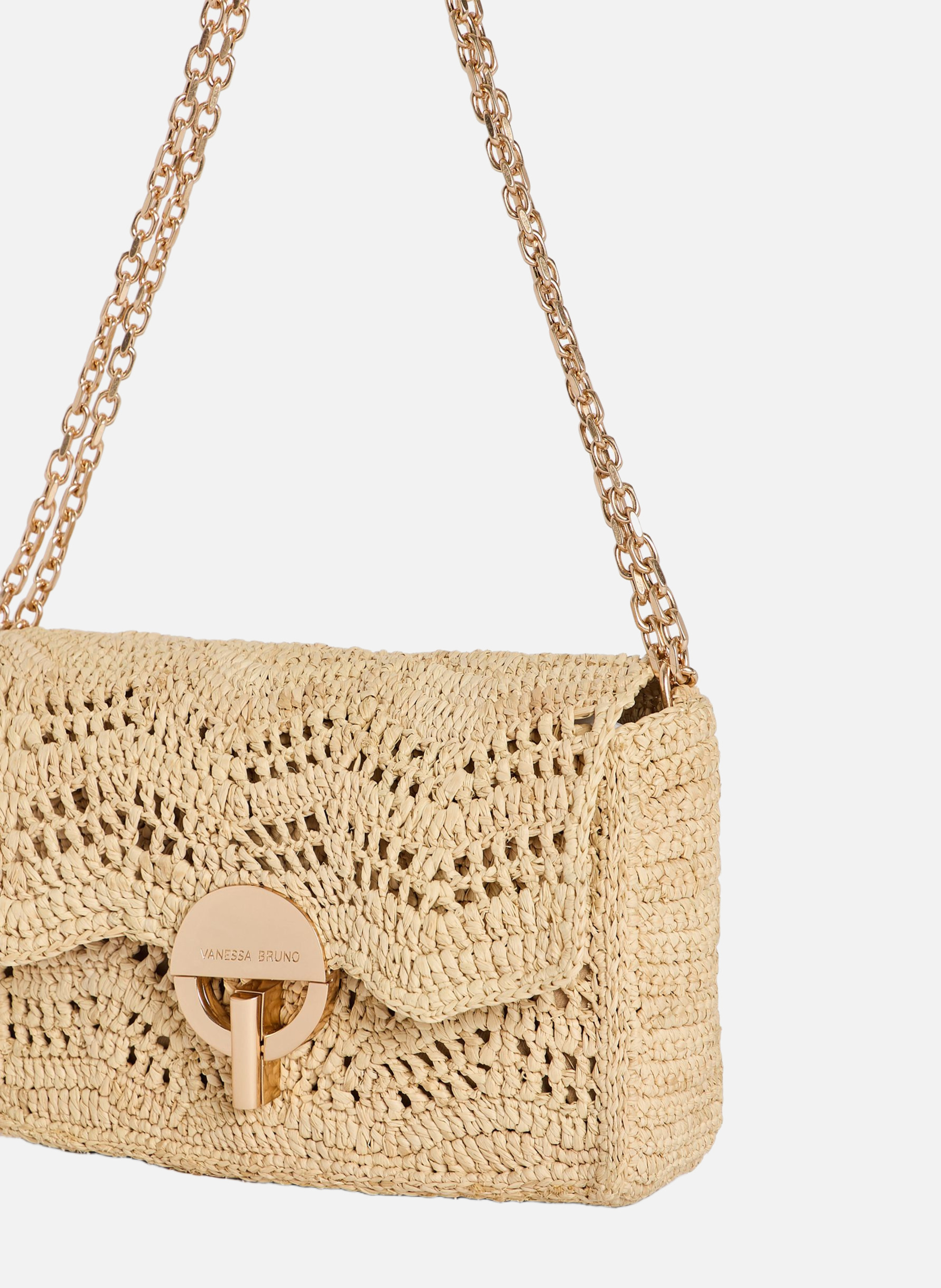 Sac moyen moon en raphia VANESSA BRUNO Beige