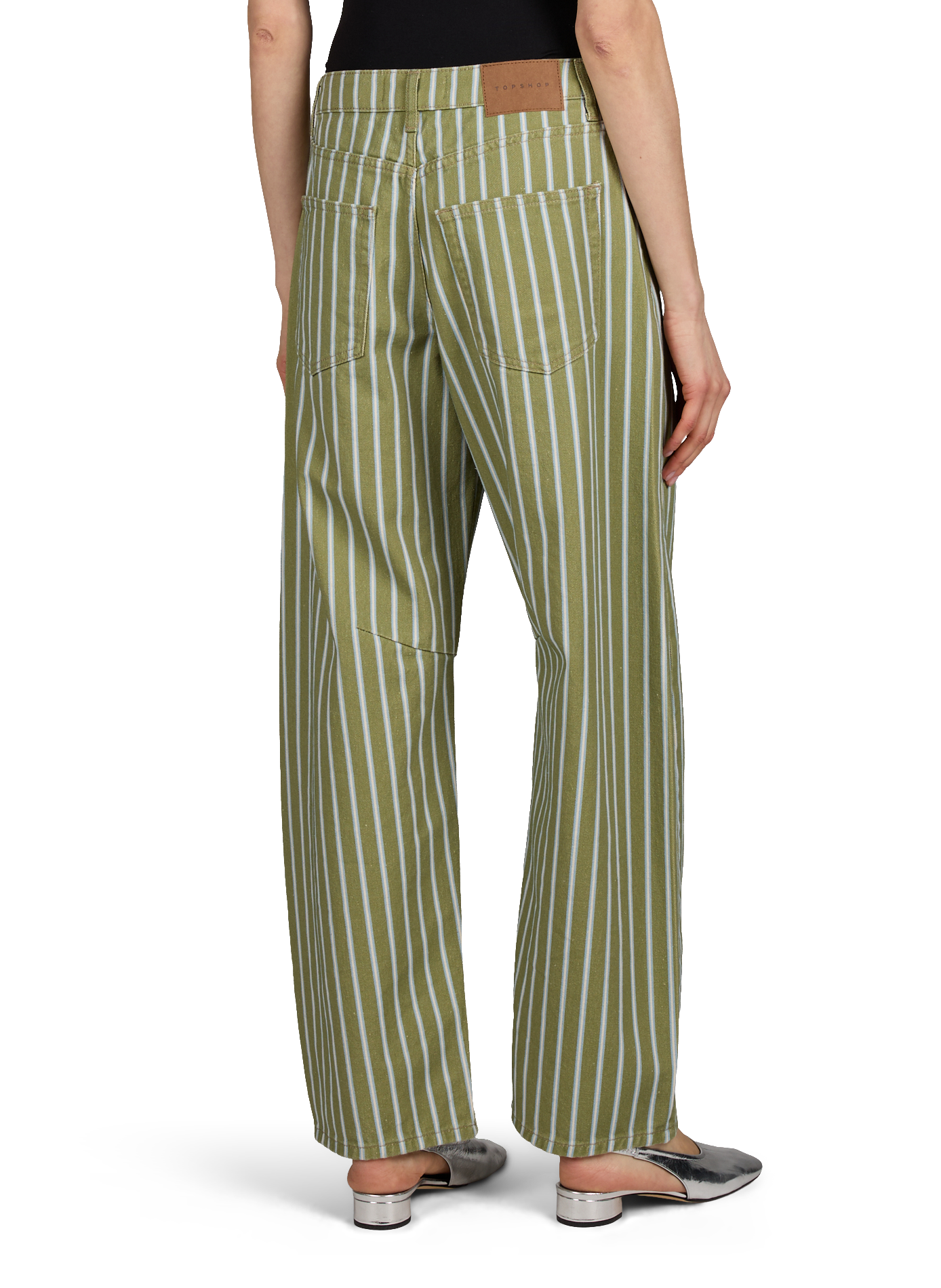 Striped cotton Tsbara barrel jeans TOPSHOP Green