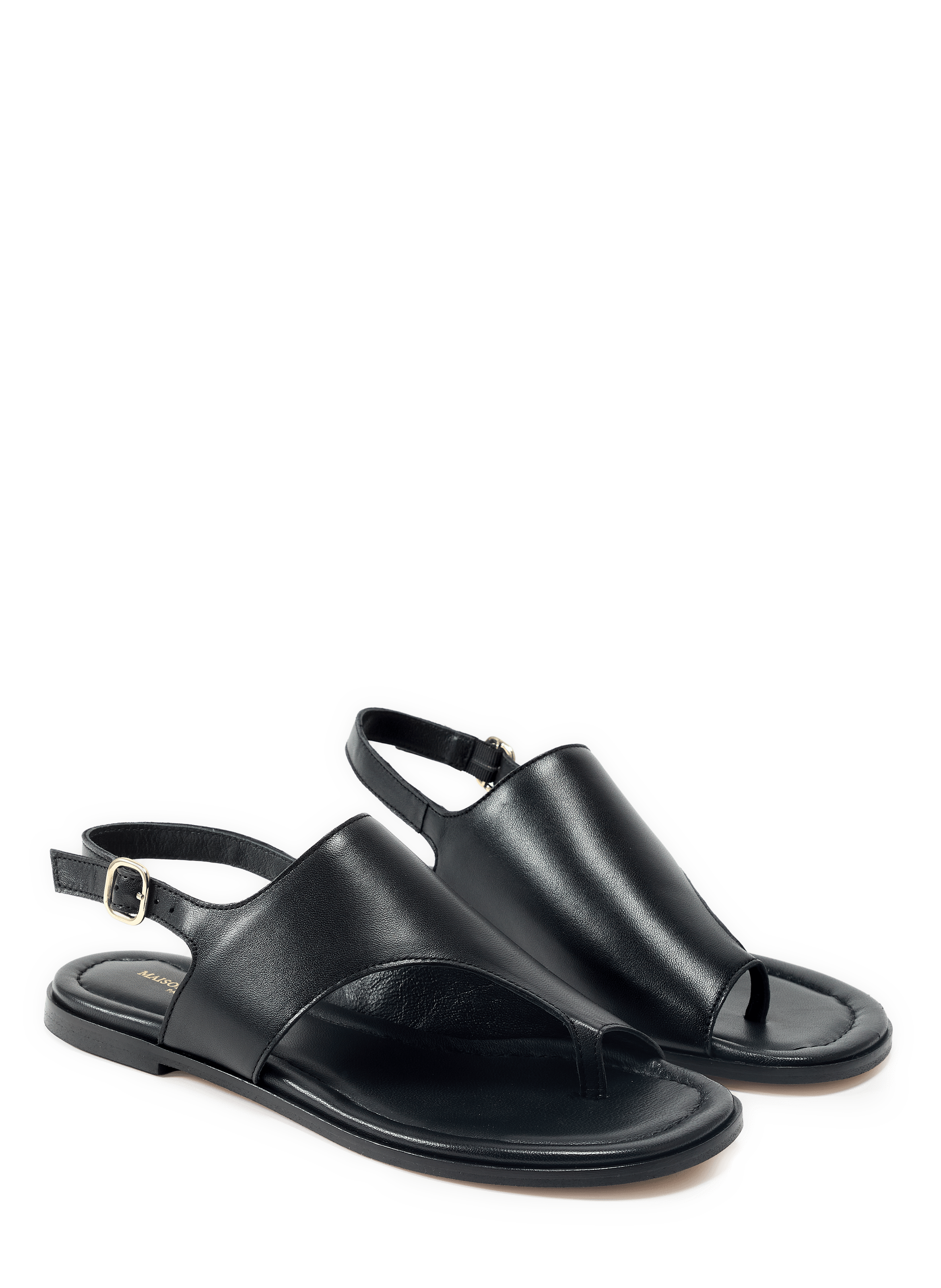 Sandales plates Alicia en cuir lisse MAISON TOUFET Noir