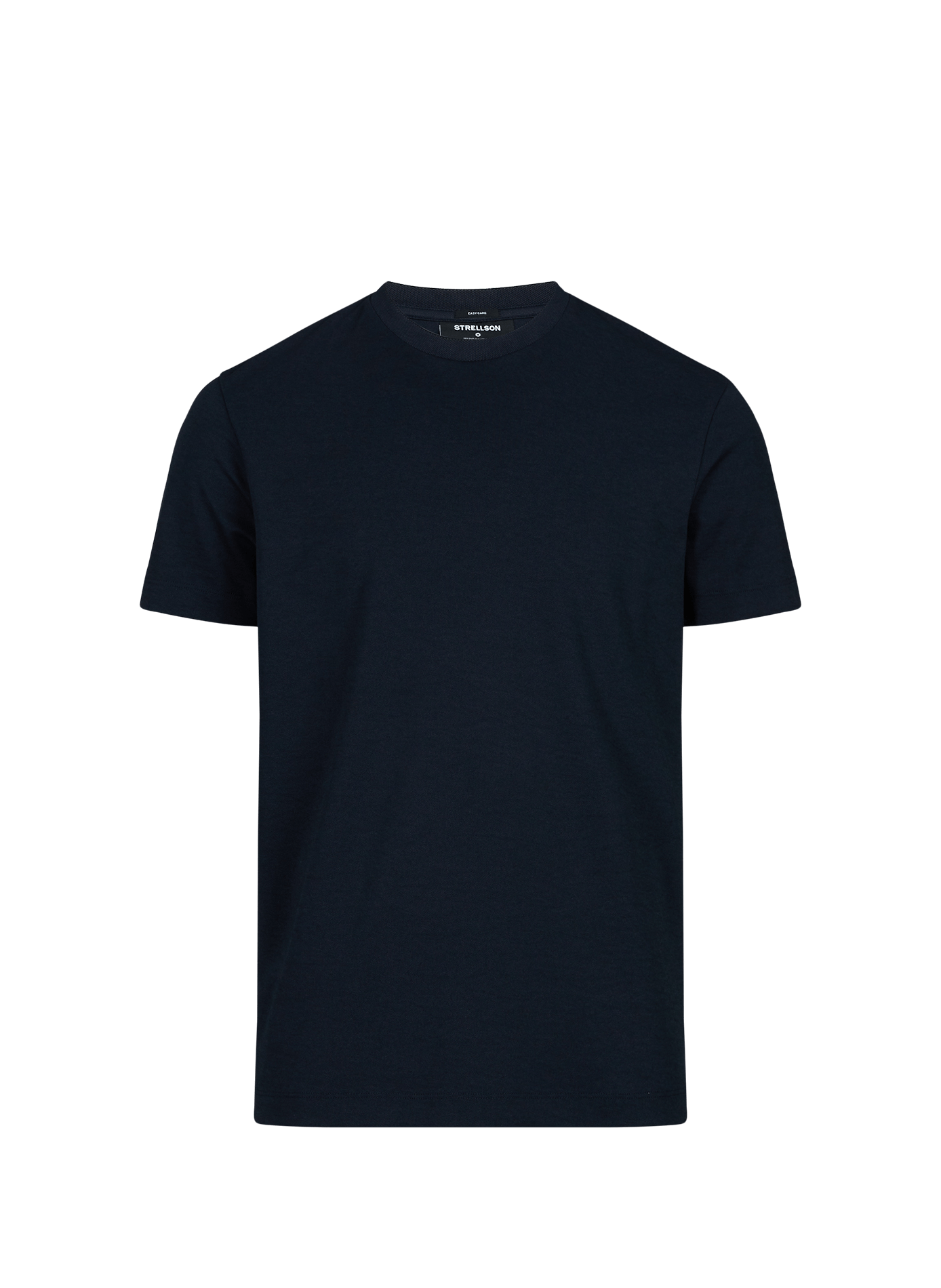 Camiseta de cuello redondo acanalado en mezcla de algodón. STRELLSON Azul