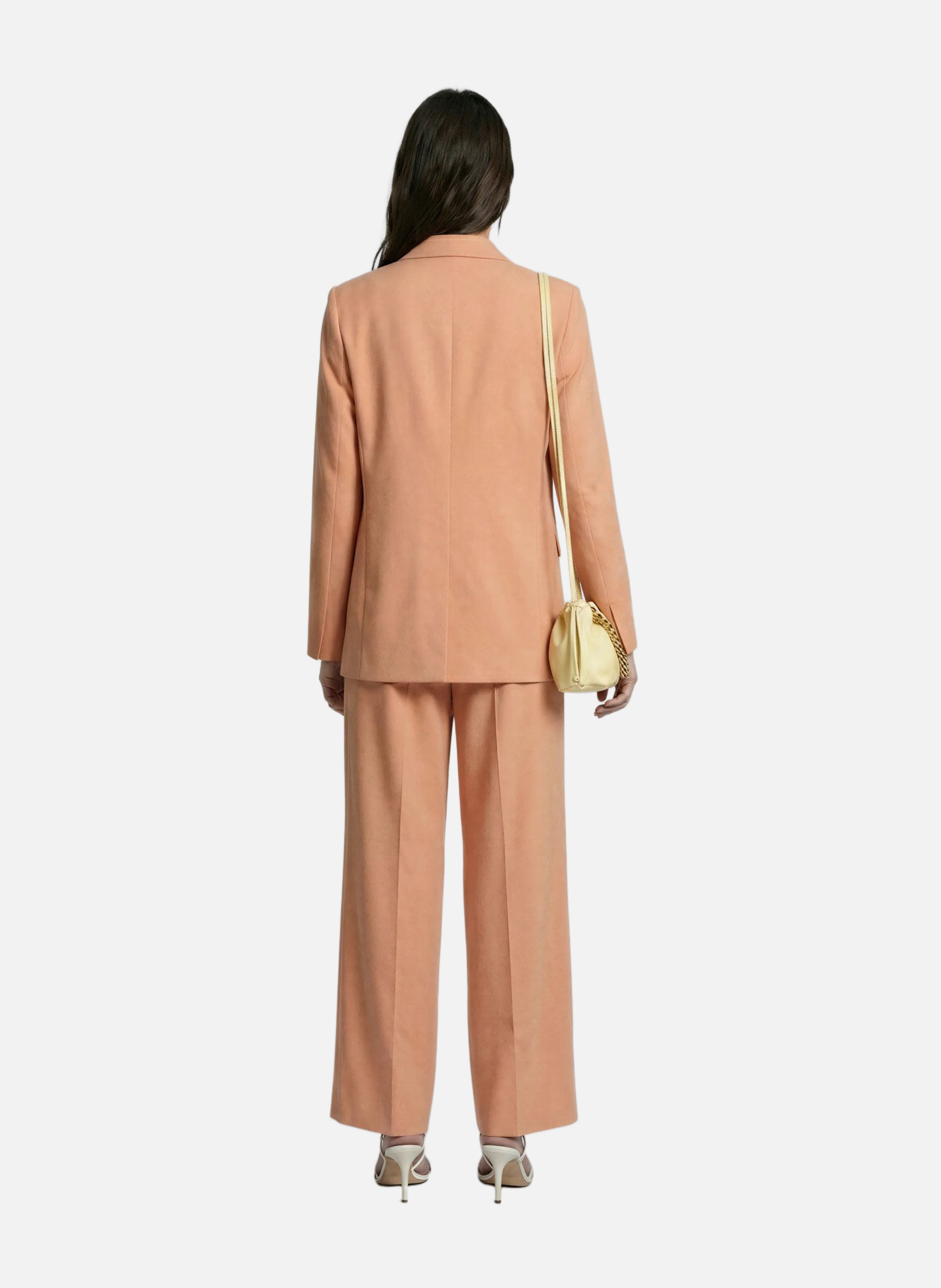 Pantalon de tailleur à pinces large en lin et coton THE KOOPLES Marron