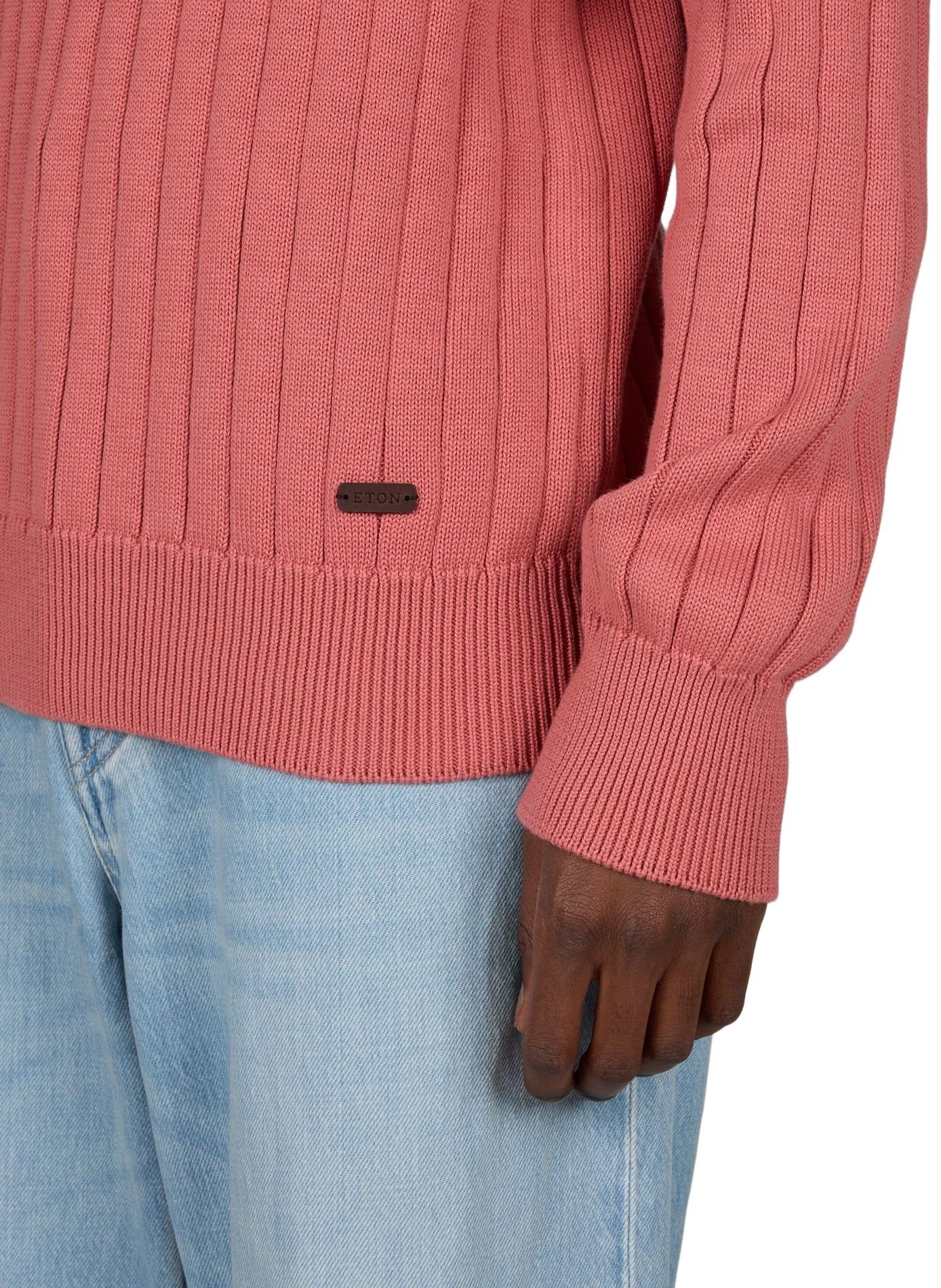 Pull col rond en coton ETON Rose