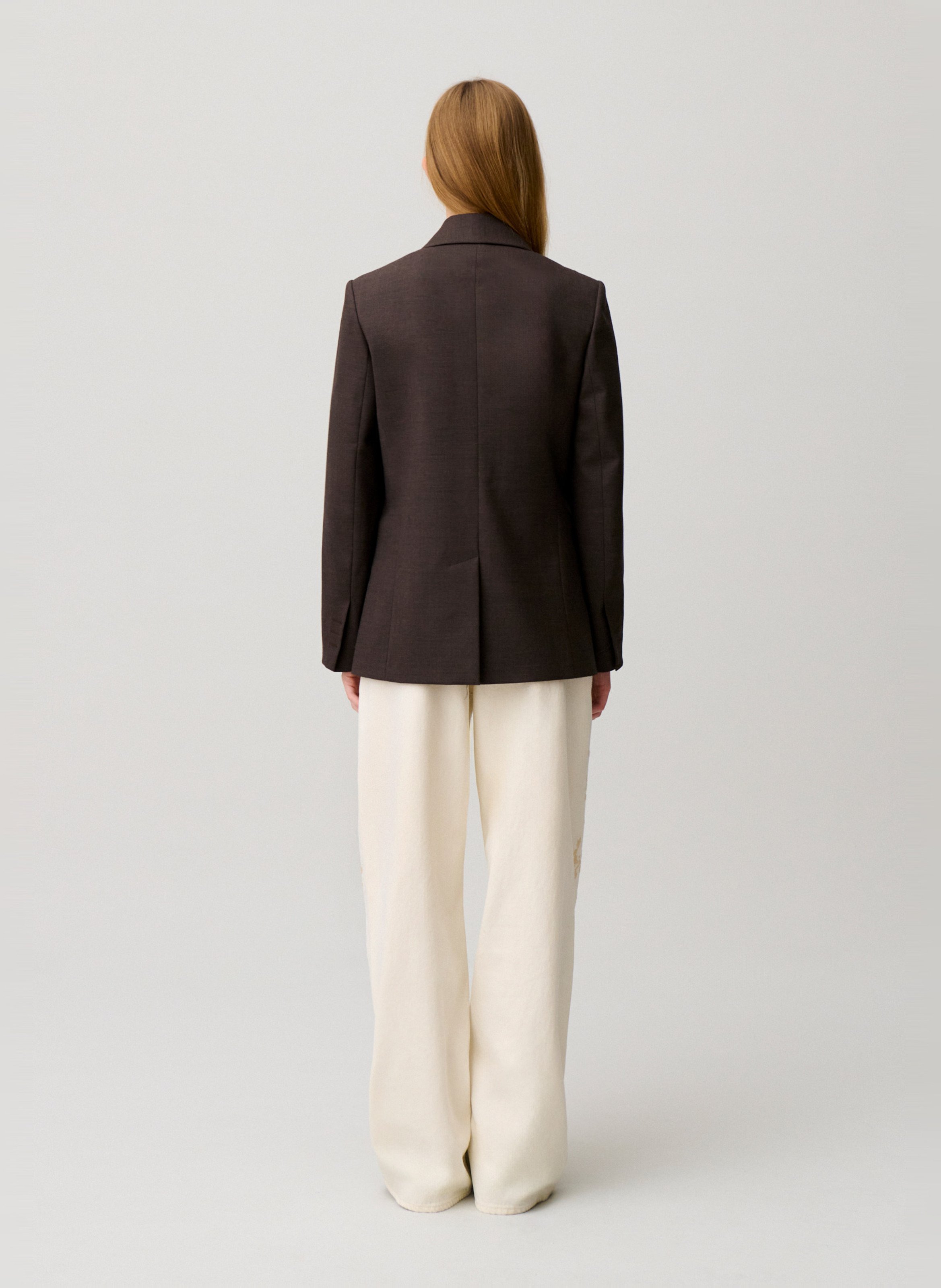 Veste tailleur droite unie en laine mélangée villagabis CLAUDIE PIERLOT Marron