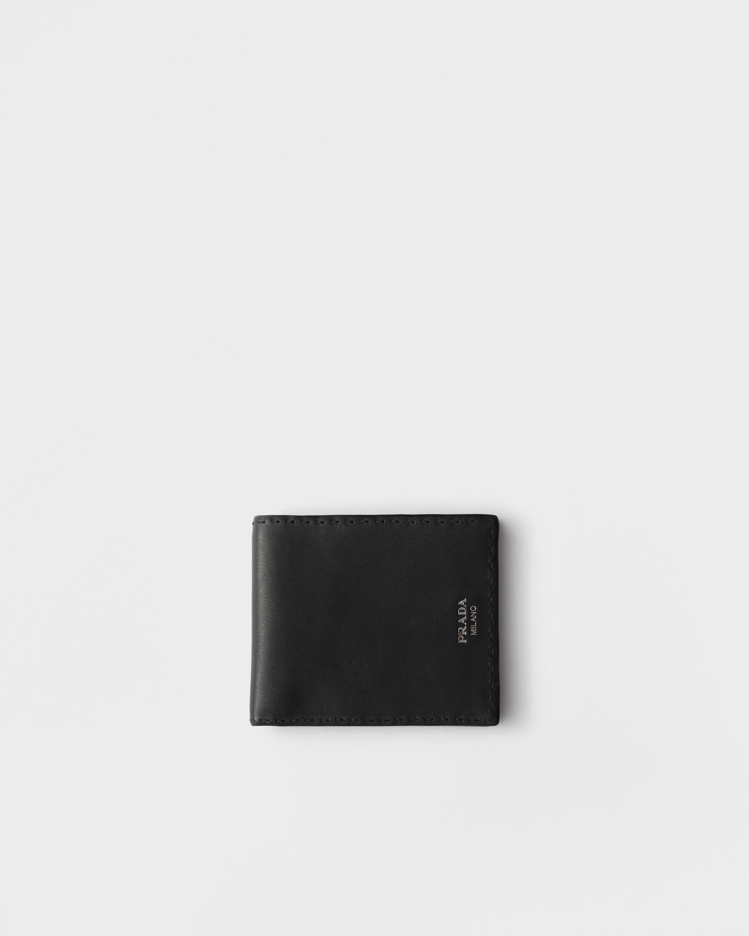 Portefeuille en cuir vieilli PRADA Noir
