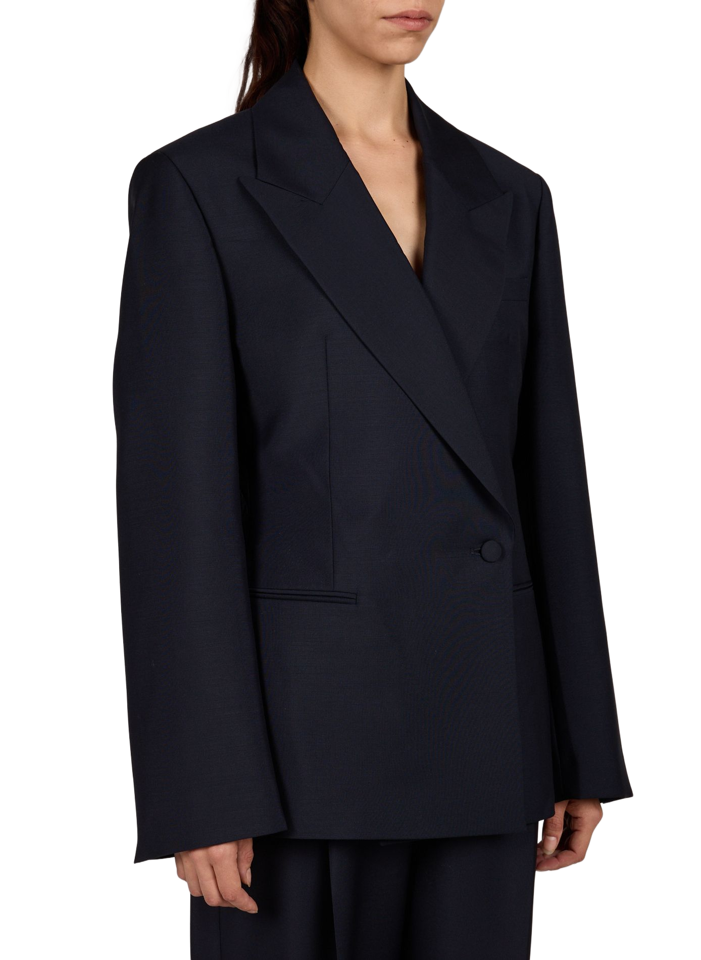 Hourglass-cut blazer in virgin wool and mohair ROHE FRAMES Blue