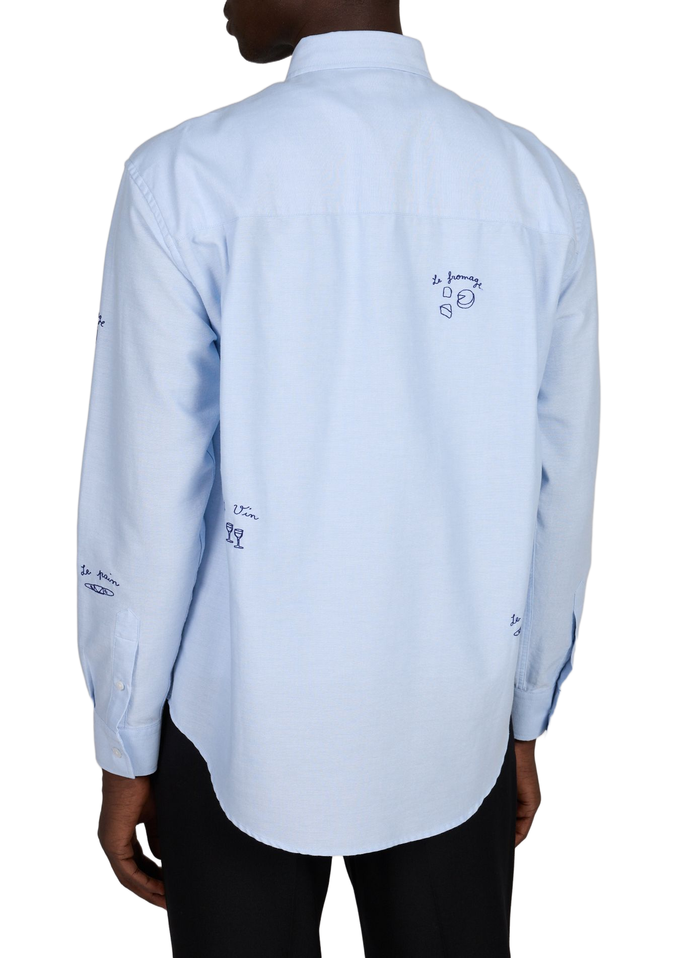 Straight shirt with classic collar in embroidered cotton MAISON LABICHE Blue