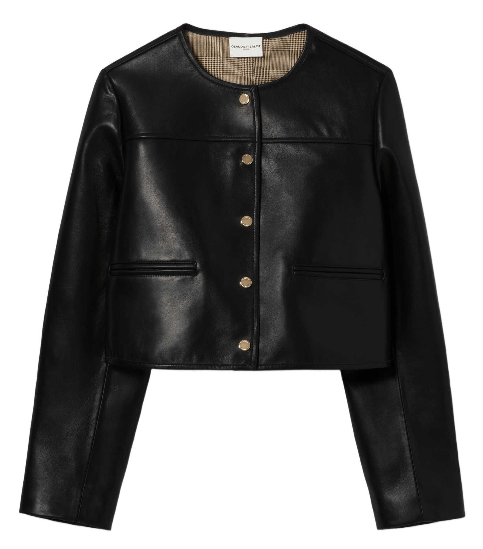 Veste en cuir droite CLAUDIE PIERLOT Noir