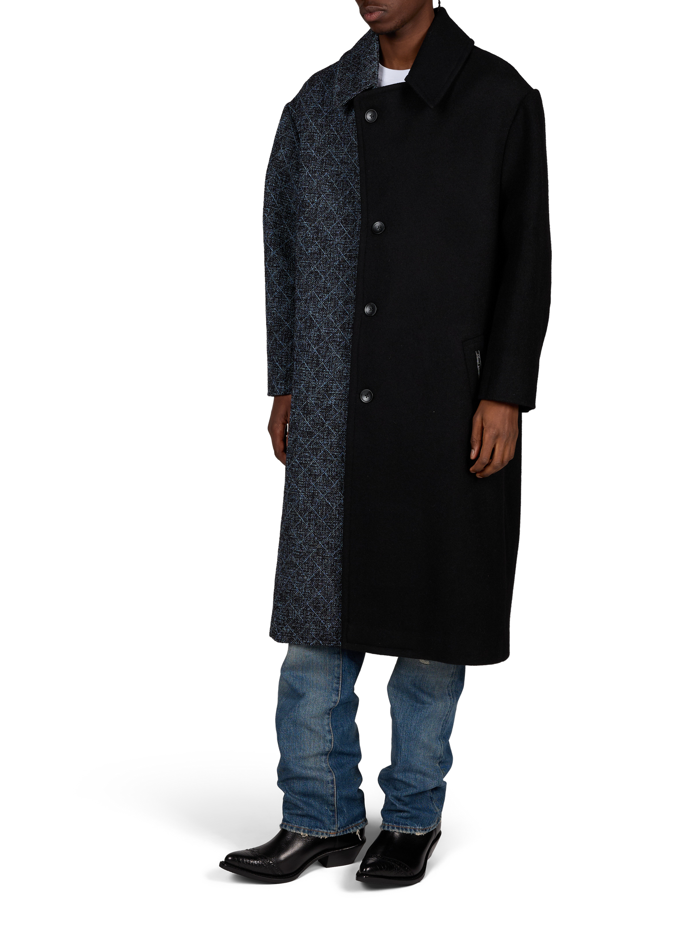 Oversized two-tone coat in a wool blend RENÈ Black