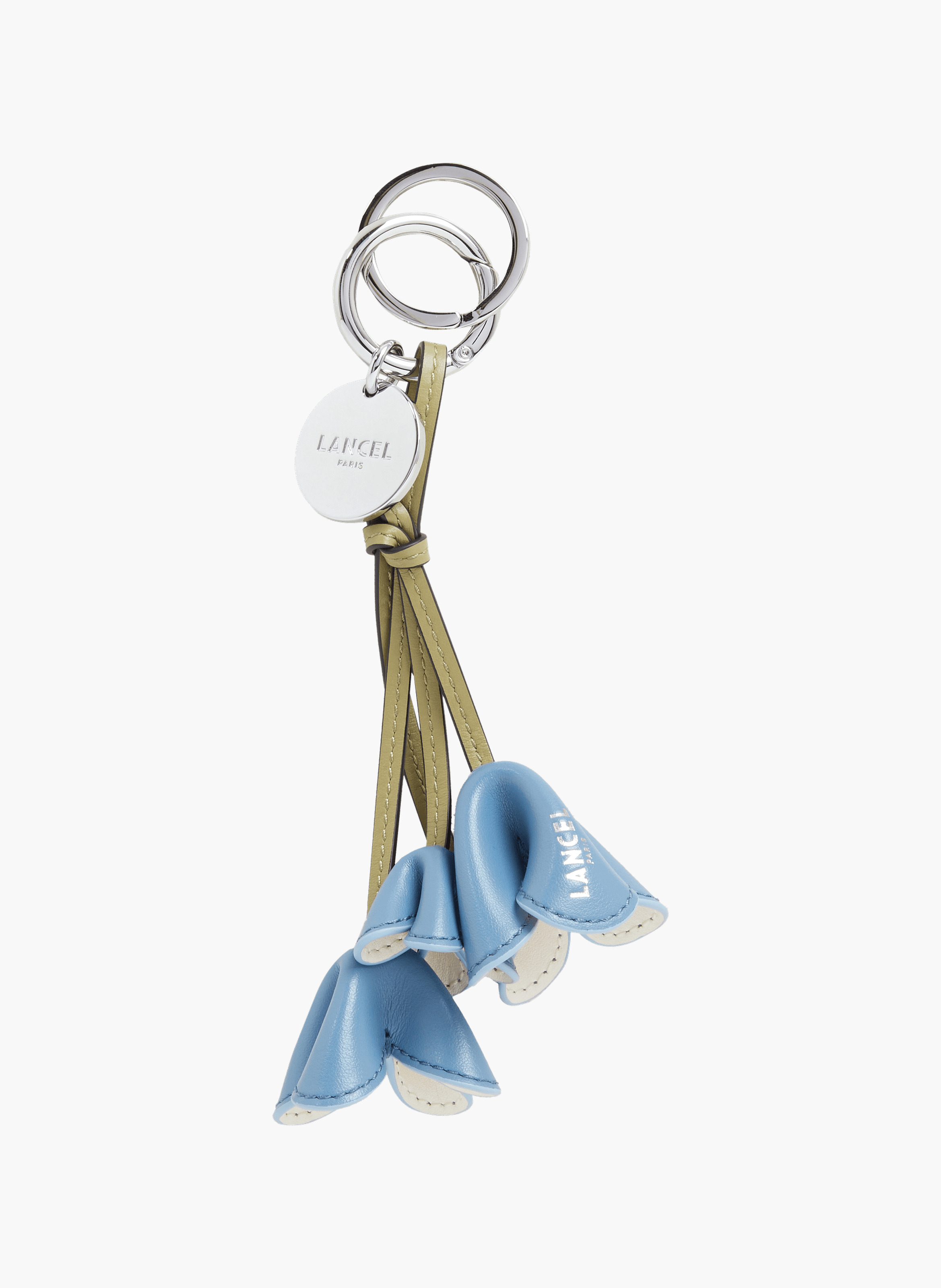 Sleutelhanger met bloemen van Lancel in leer LANCEL Blauw