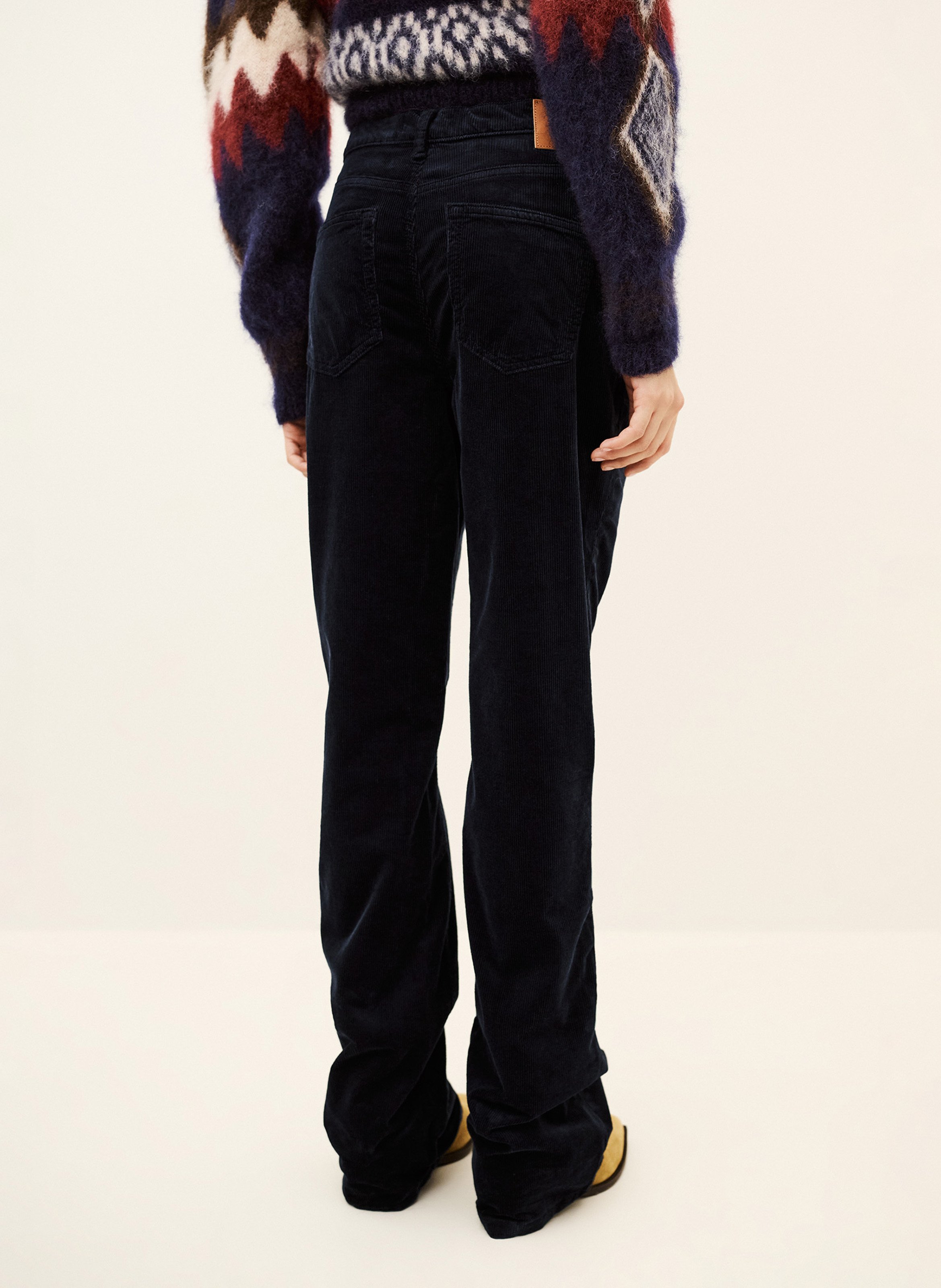 Pantalon droit en velours côtelé vassili | Bleu BA&SH Femme