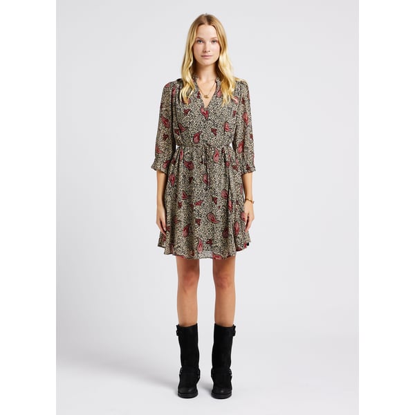 Robe col v imprimée léopard