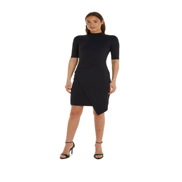 Calvin Klein Asymmetric Mid-length Dress In Black