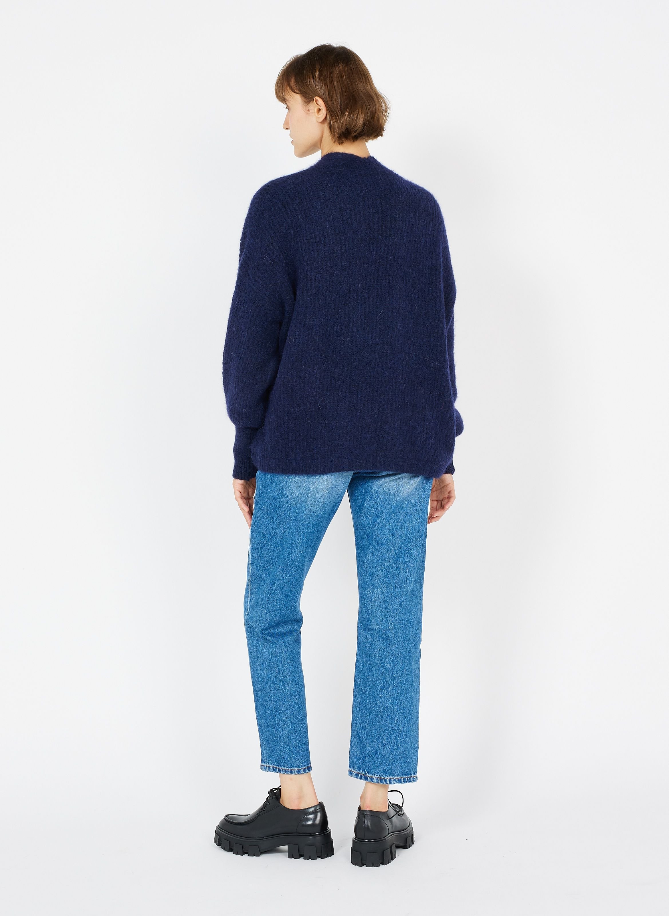 Gilet ouvert en laine et alpaga mélangé east AMERICAN VINTAGE Bleu