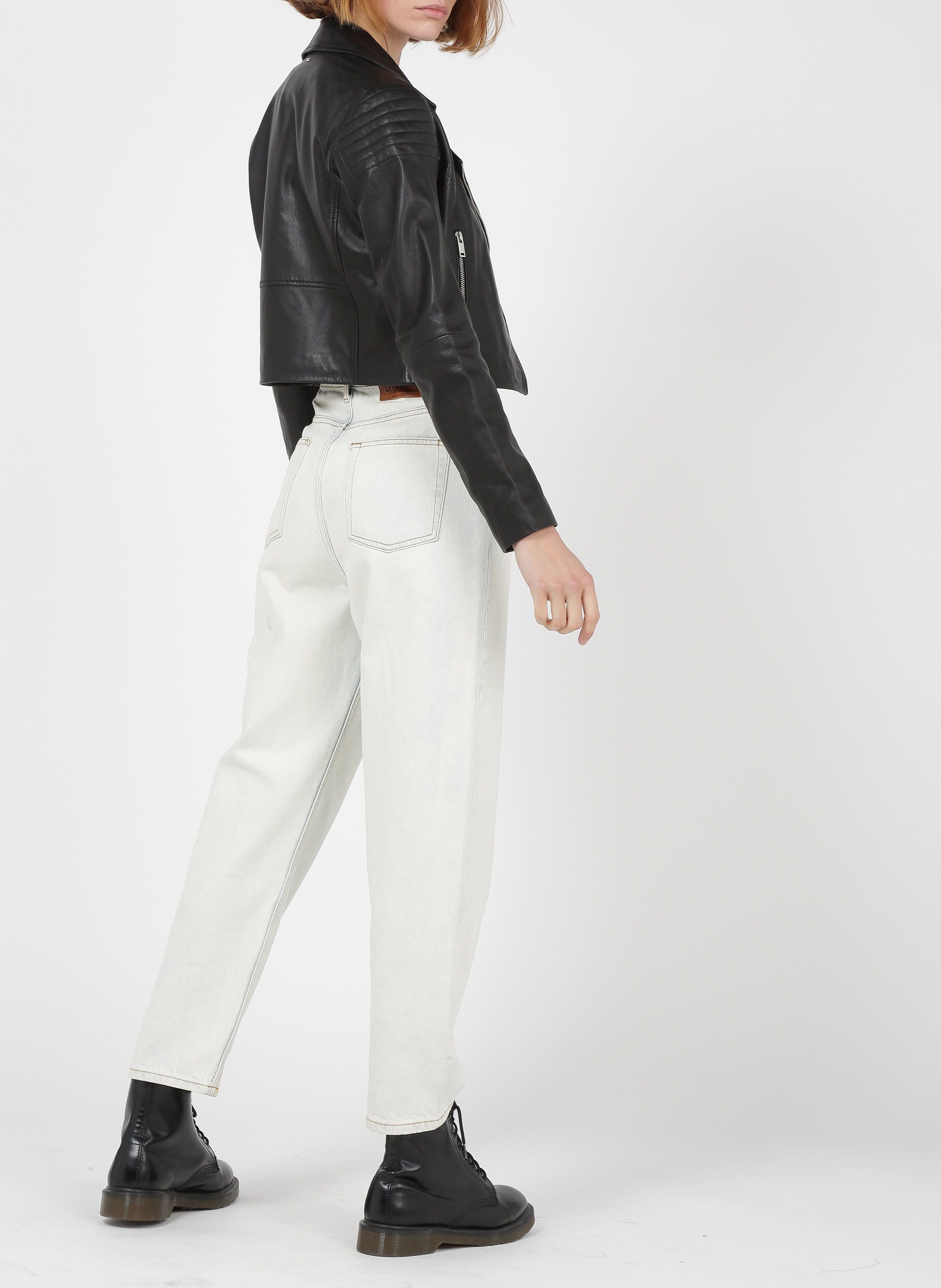 Blouson col tailleur en cuir d'agneau IKKS Noir