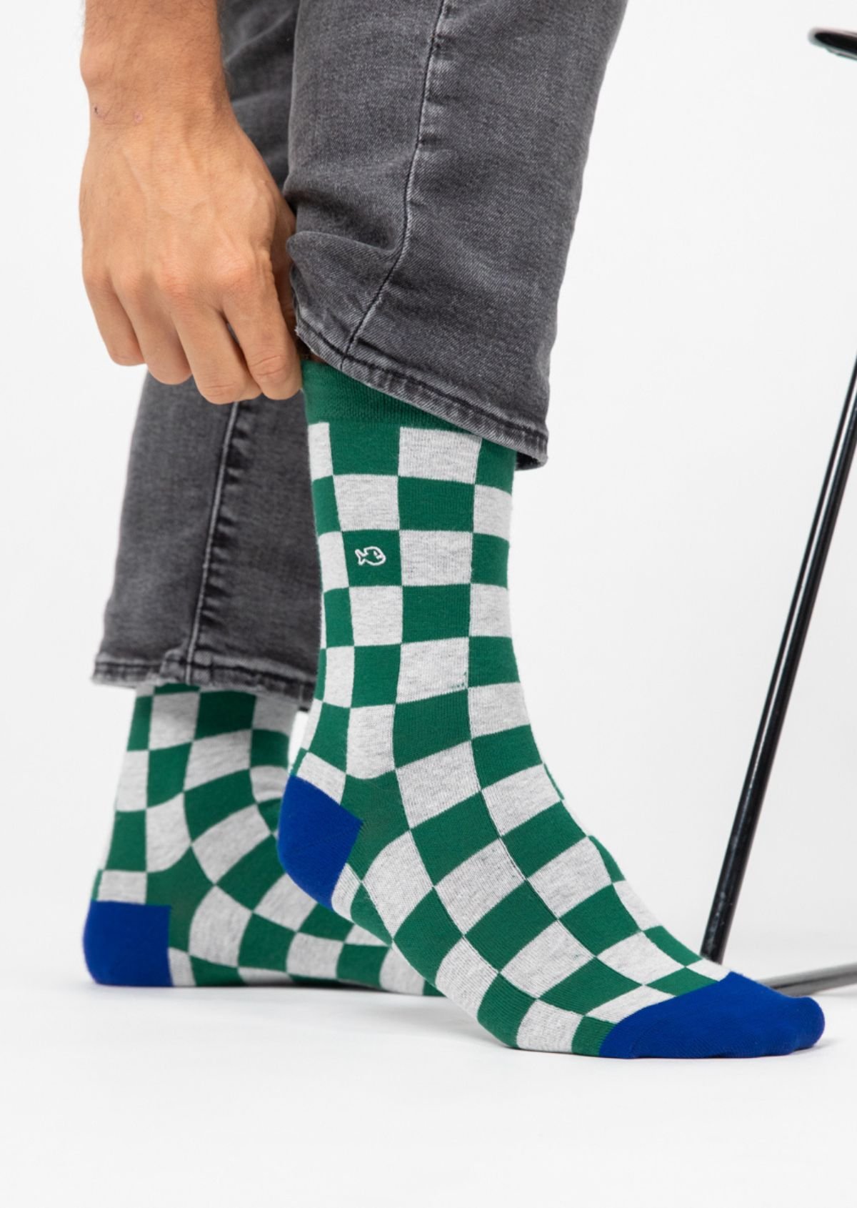 Chaussettes en coton peigné carreaux BILLYBELT Vert