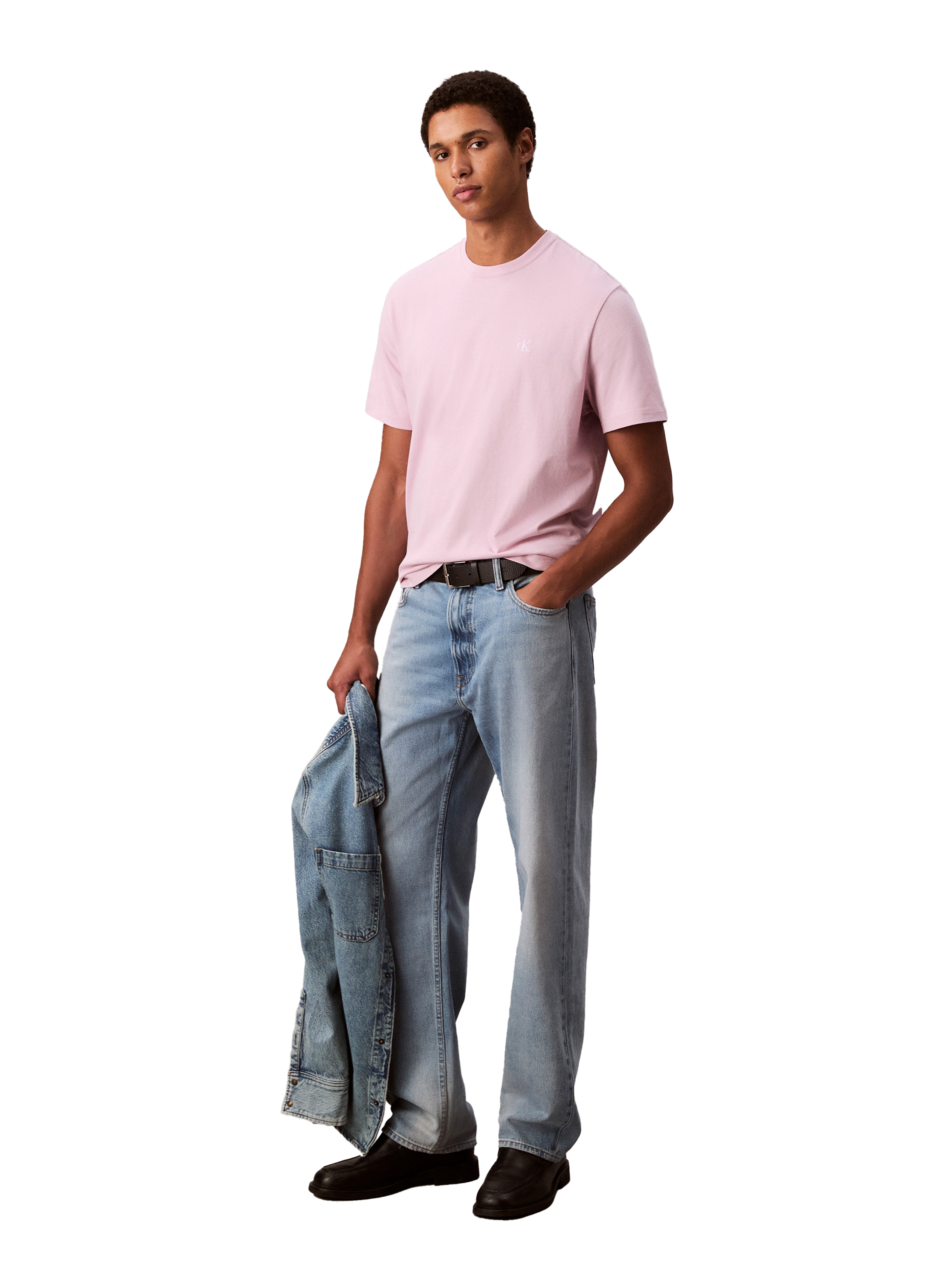 T-shirt à col rond en coton CALVIN KLEIN Violet