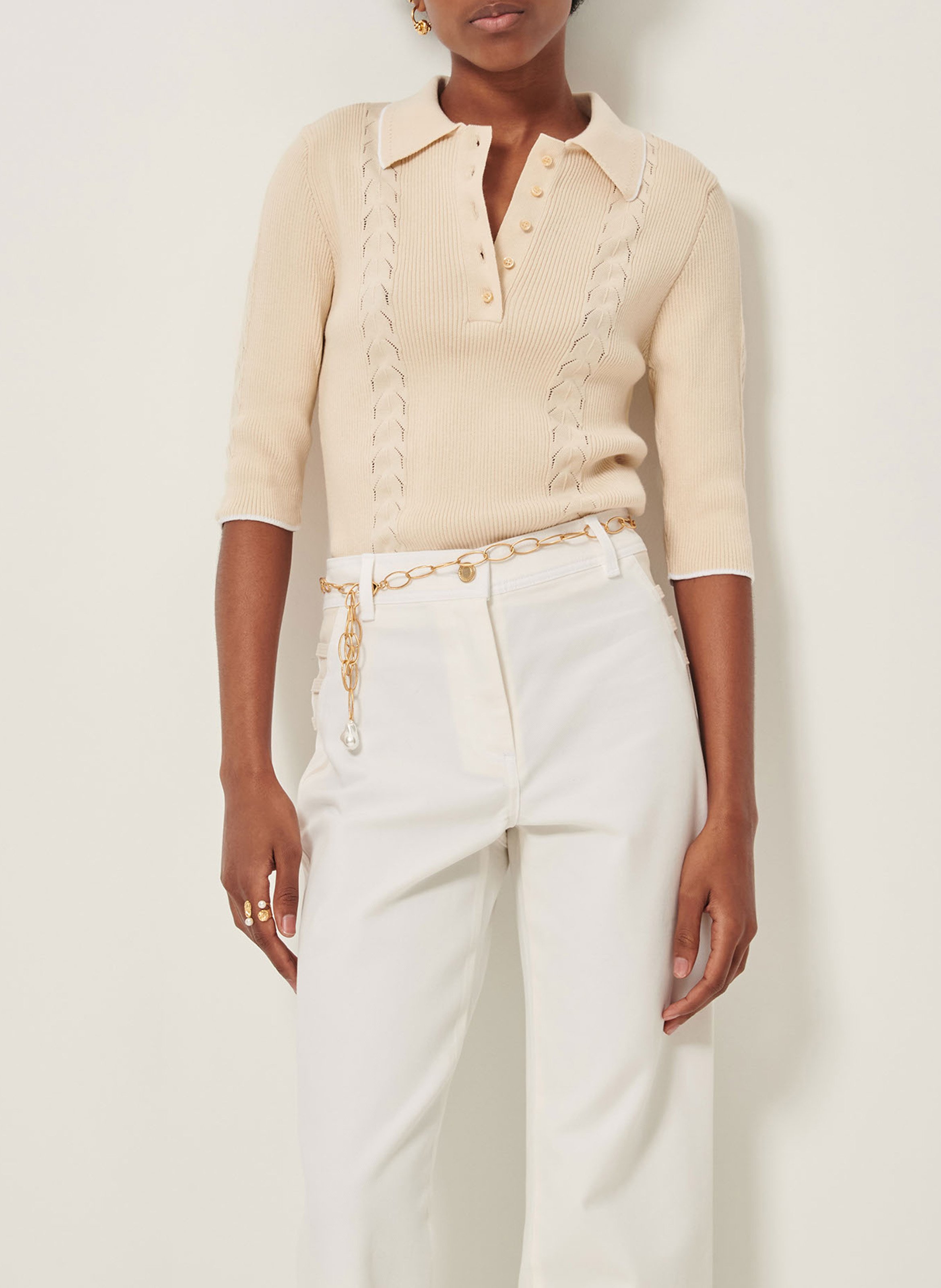 Top ciol polo en coton jodi SESSUN Beige