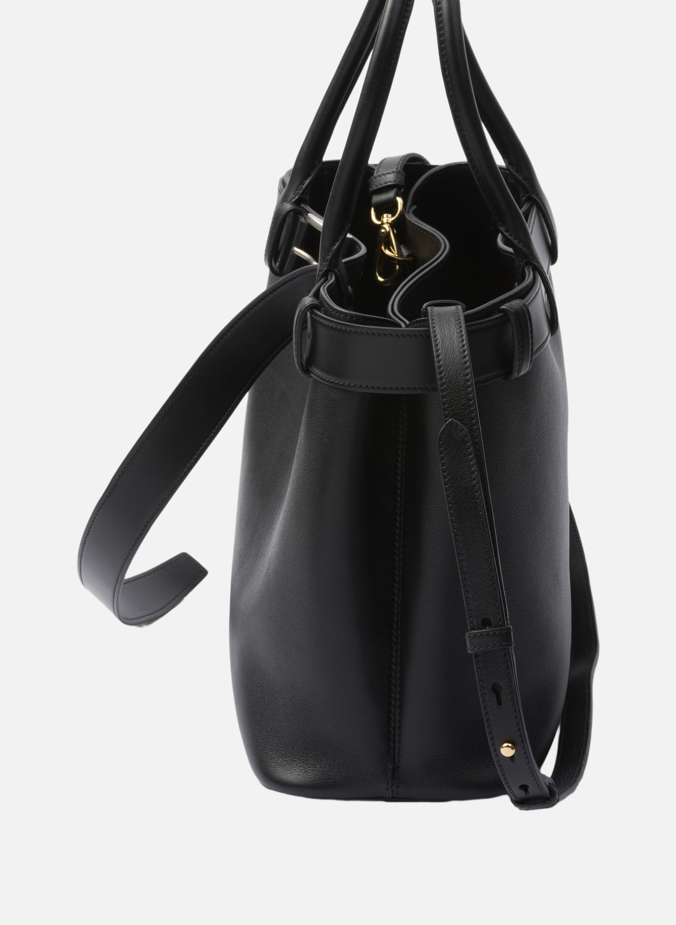 Grand sac à main prada buckle en cuir avec ceintur PRADA Noir