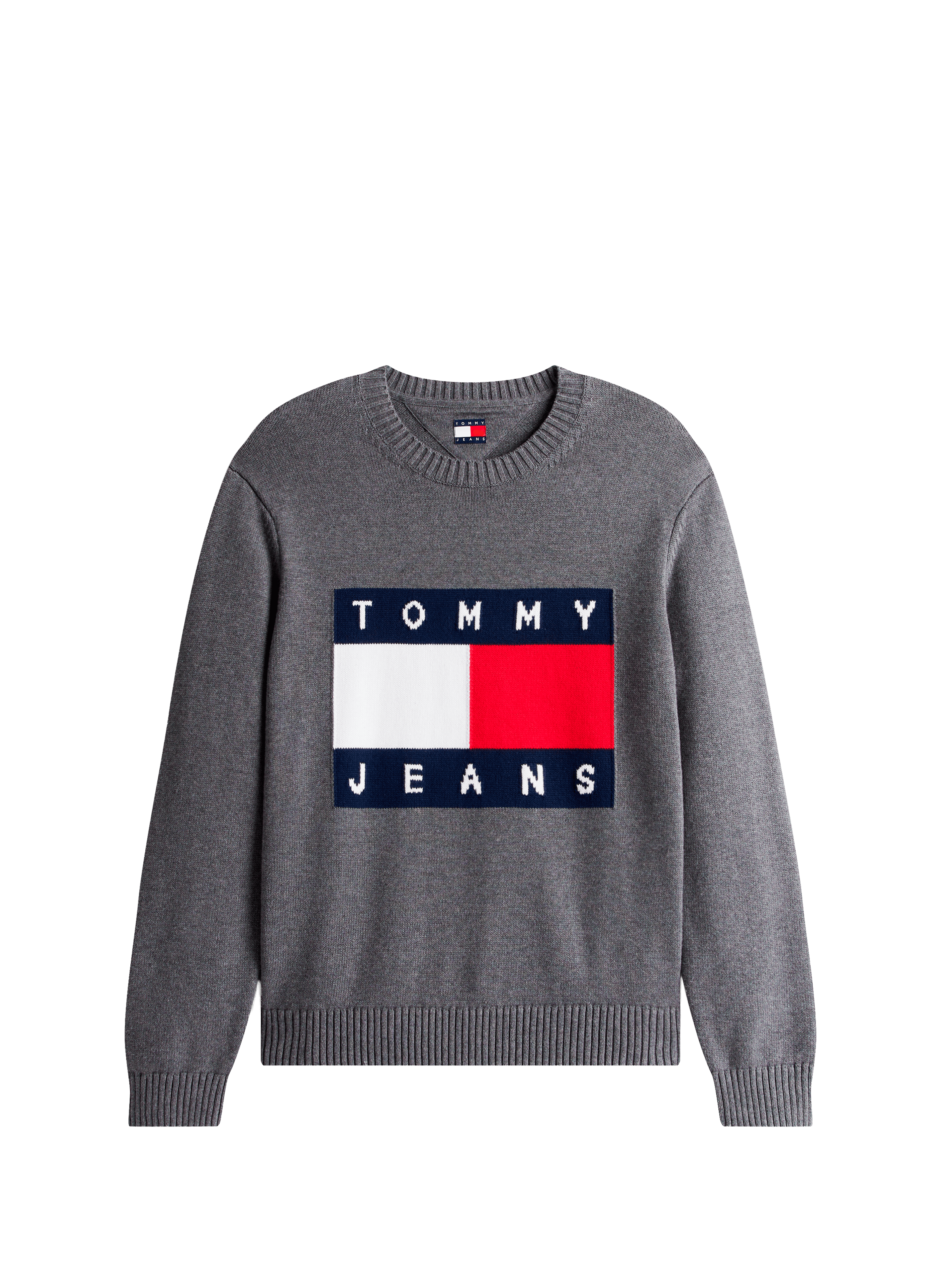 Mottled sweater with flag badge TOMMY HILFIGER Black