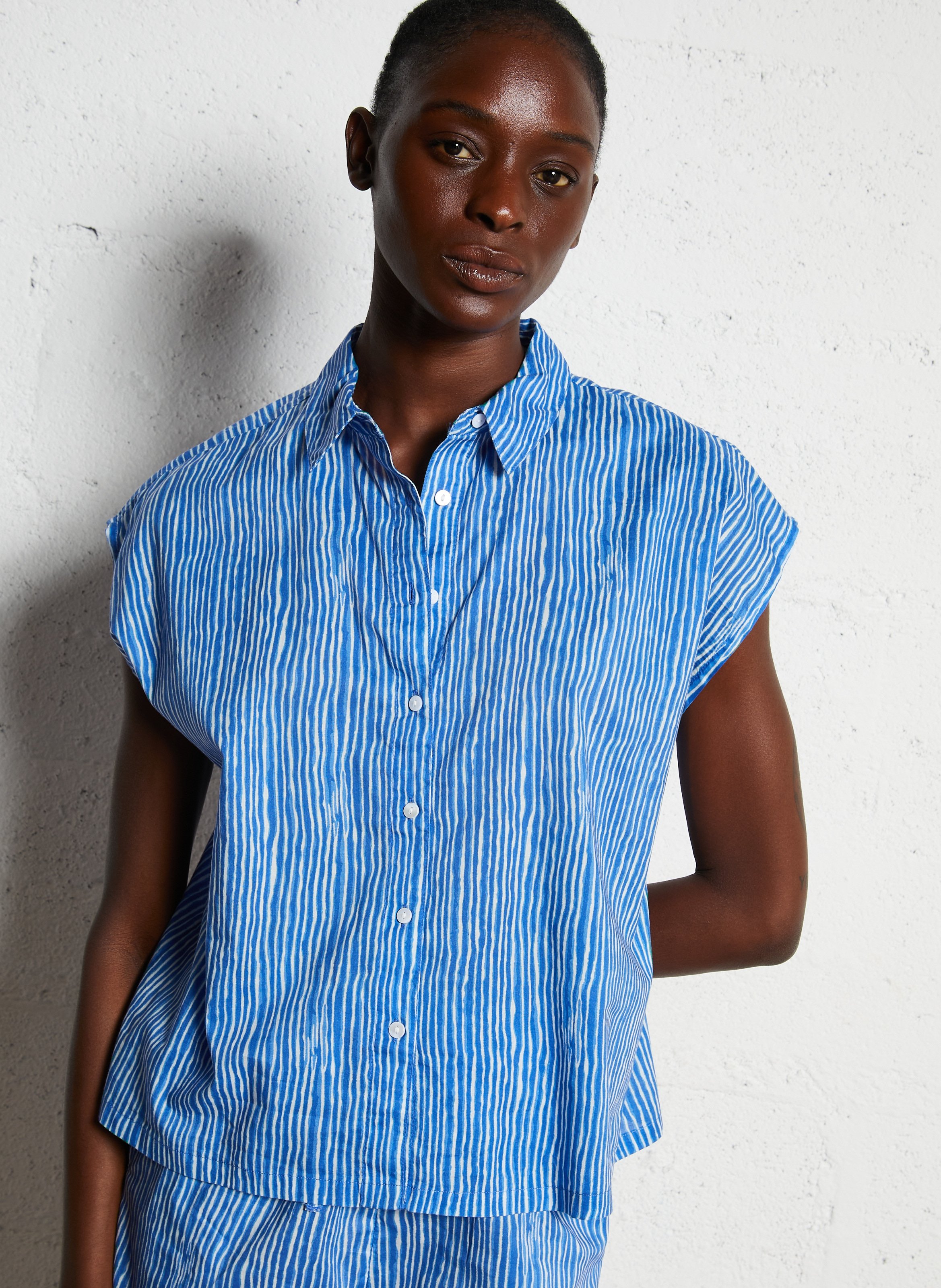 Chemise droite col classique en coton sunrise MAISON 123 Bleu