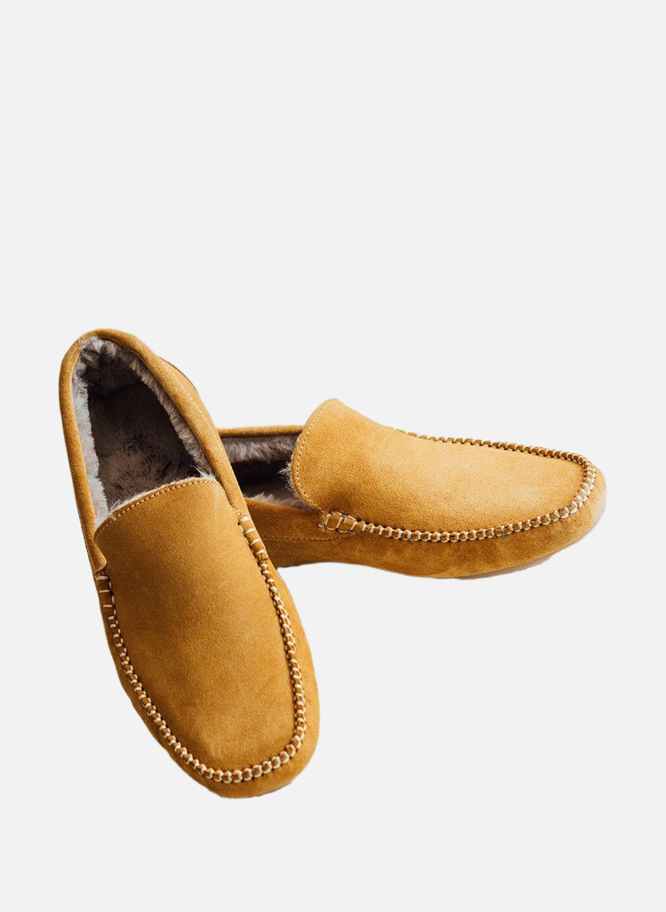 Pantoufle fourrée en daim homs FINSBURY Marron