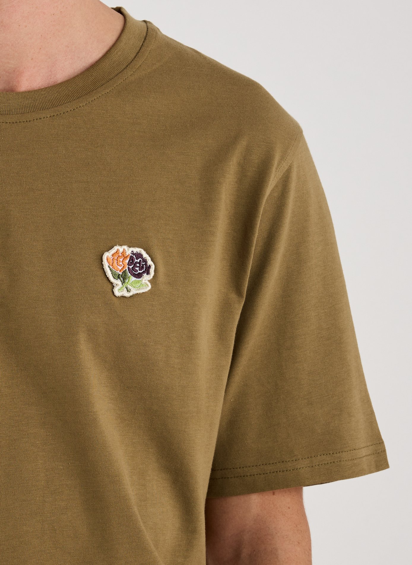 T-shirt droit brodé en coton LES DEUX Vert