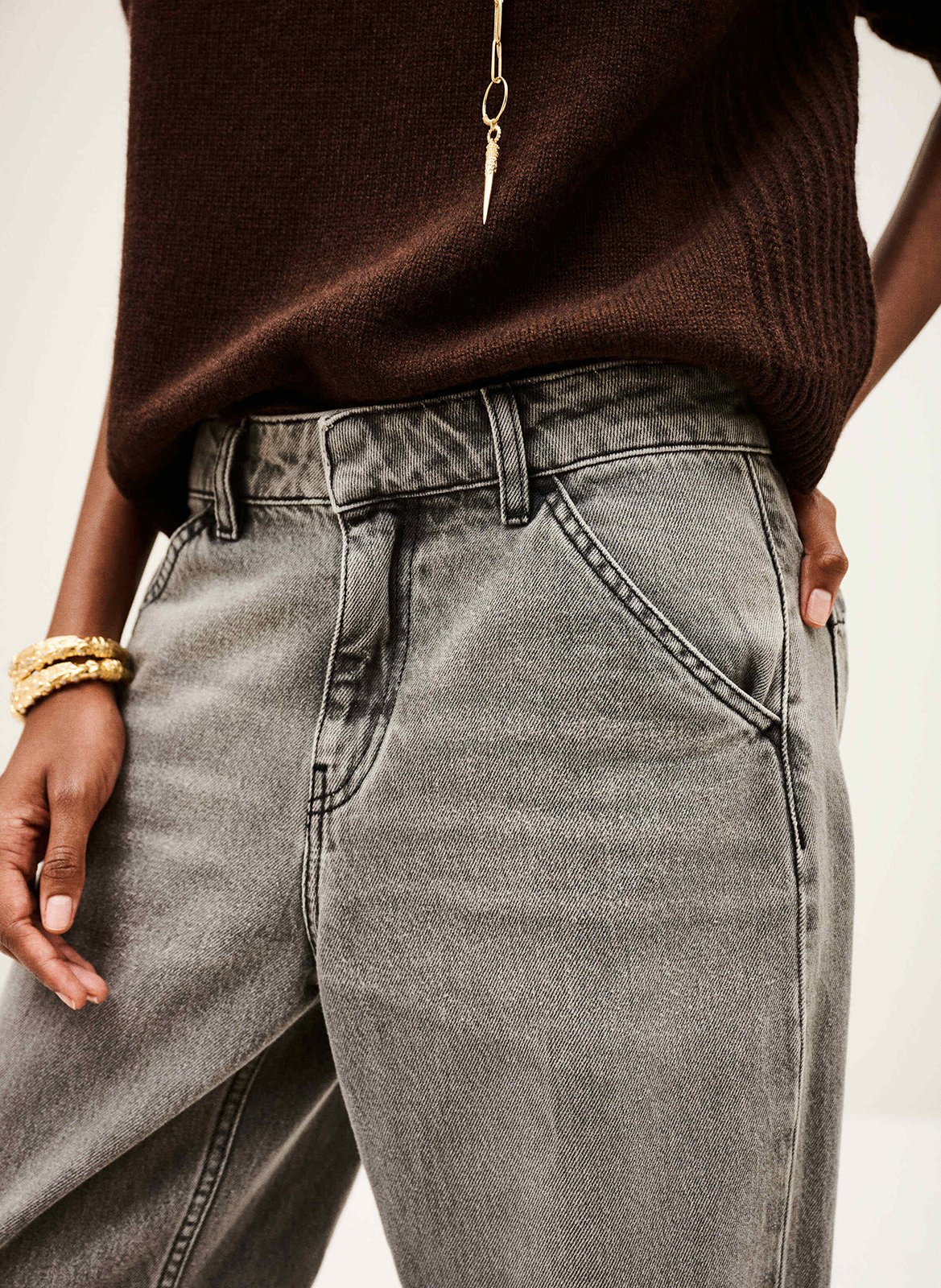 Jean large délavé vecchi BA&SH Gris