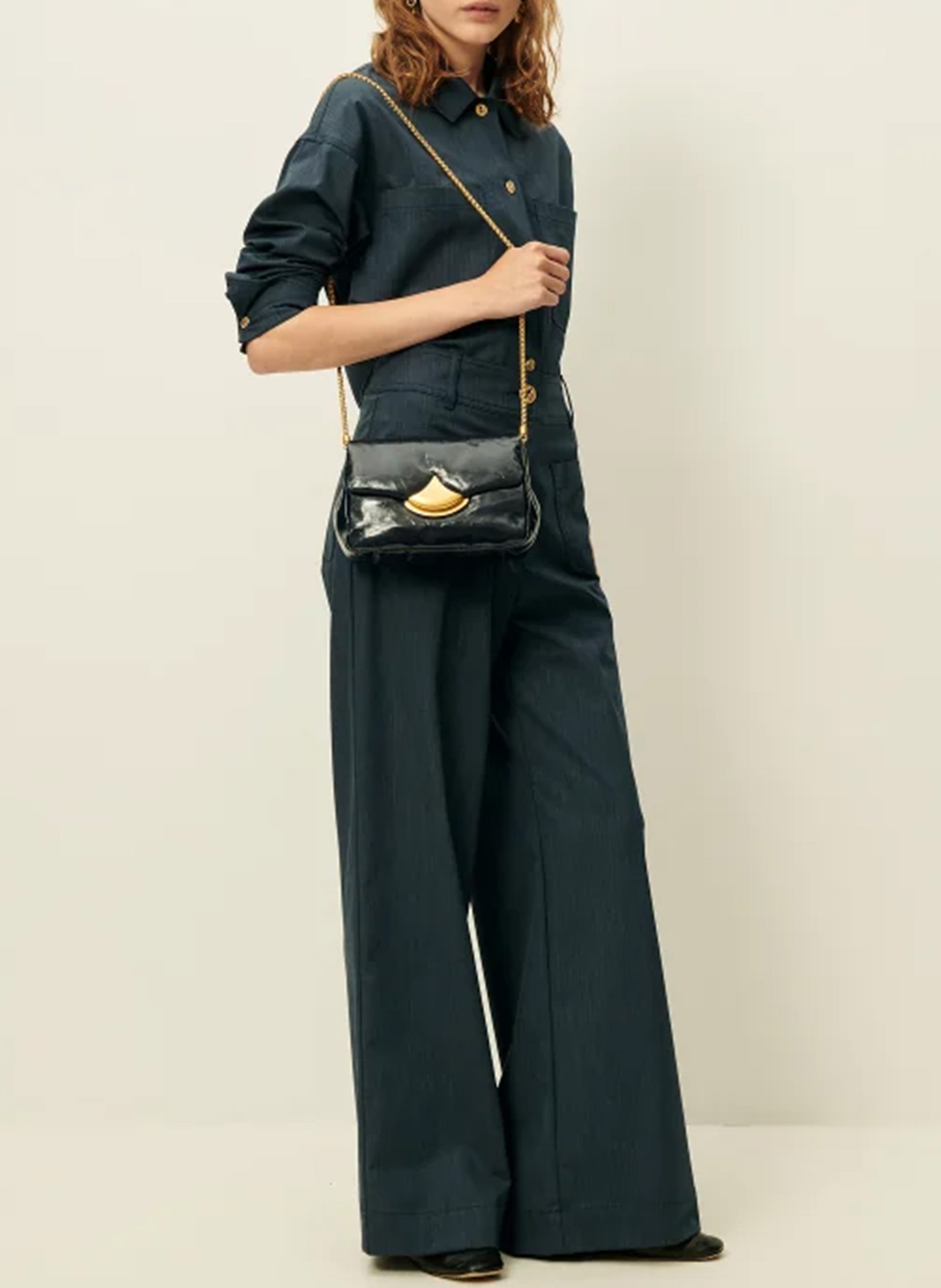 Sac bandoulière en cuir vernis diviluz puffy p Bleu