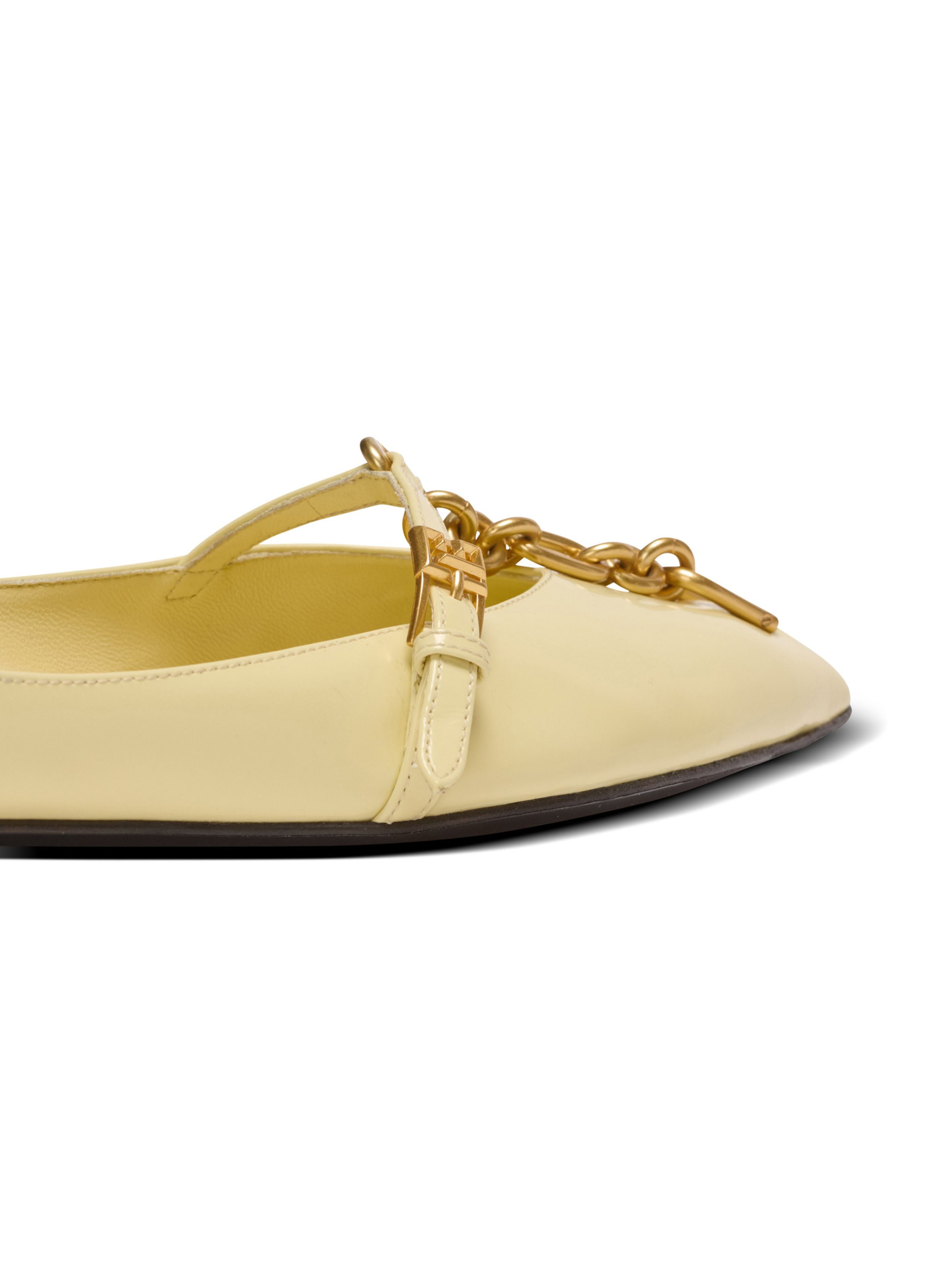 Ballerines sync en cuir d’agneau brillant BALMAIN Jaune