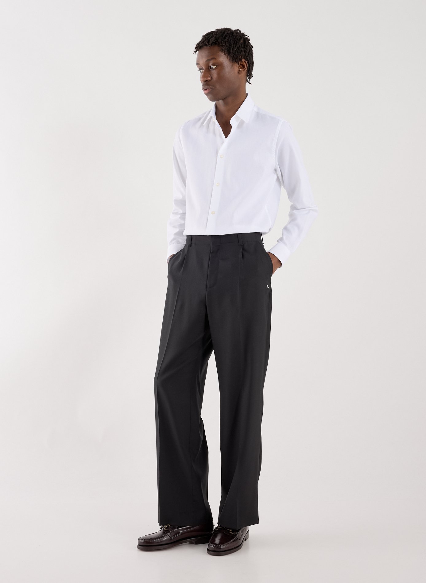 Chemise col classique manches contrastantes en coton AU PRINTEMPS PARIS White