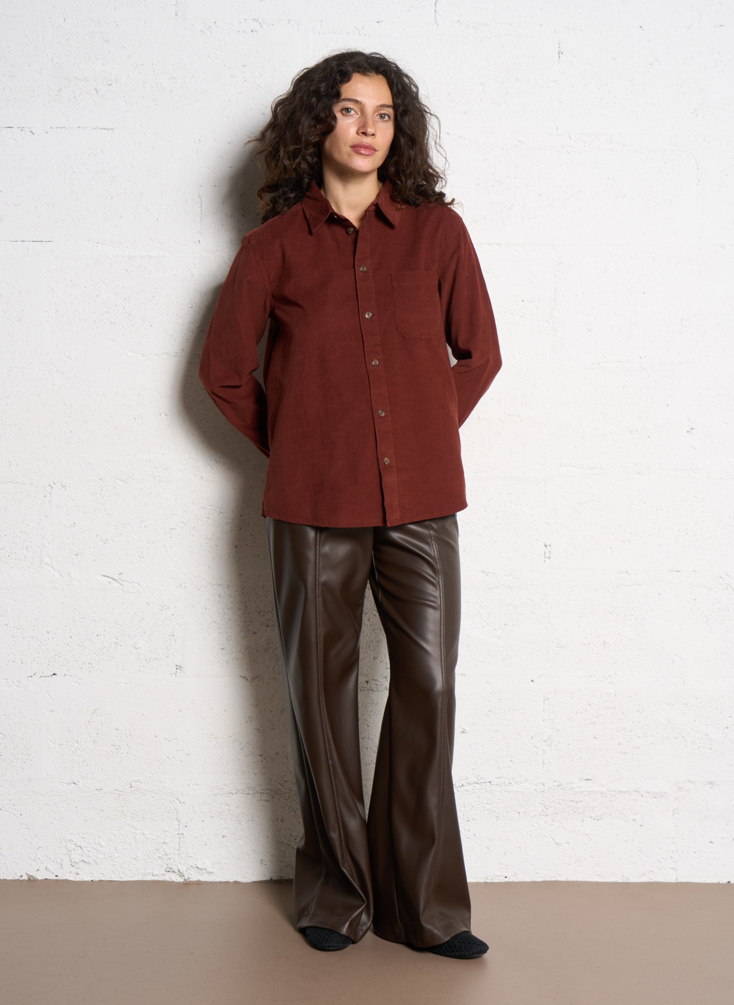 Chemise droite en velours côtelé intrepide MAISON 123 Rouge