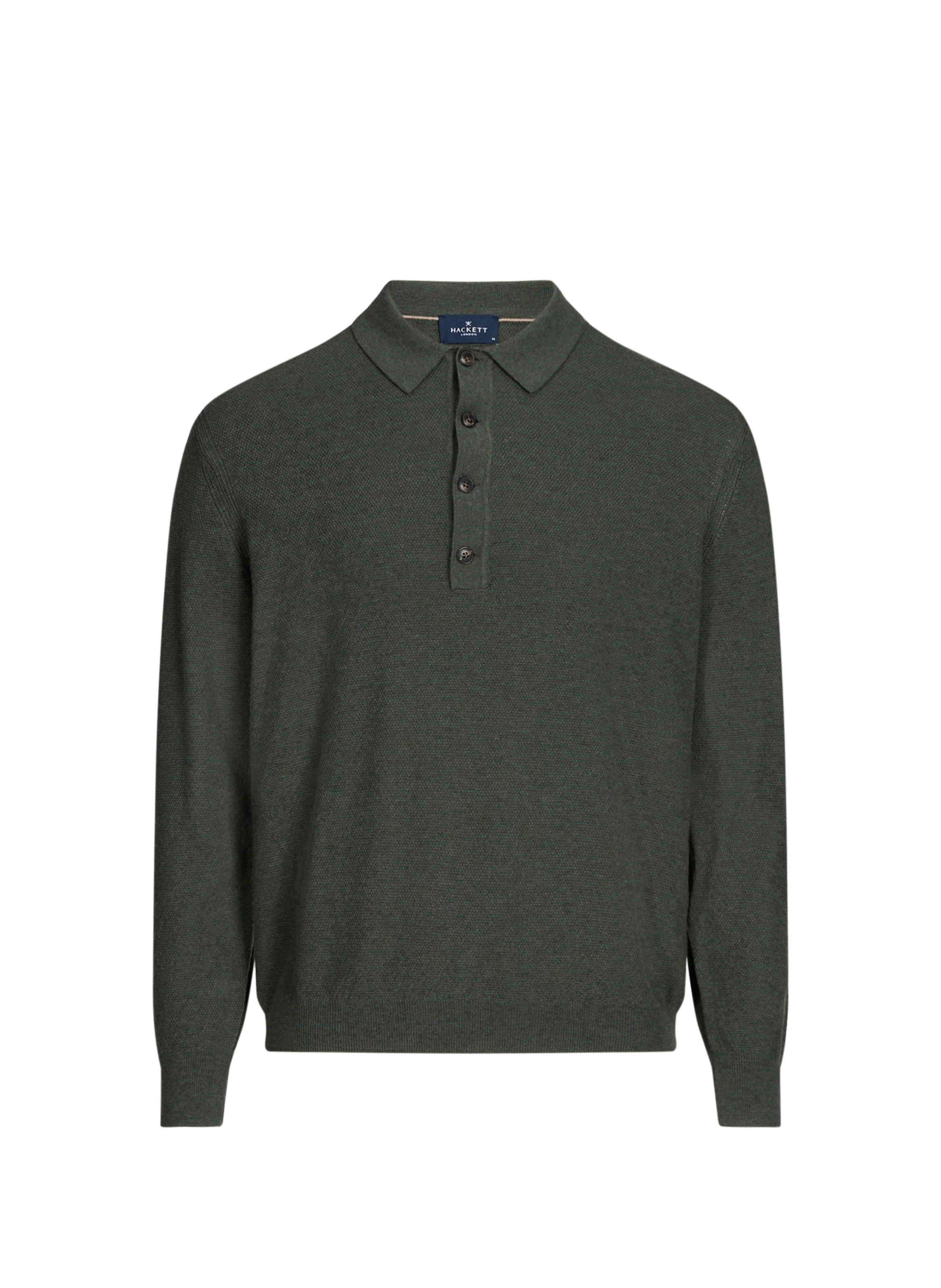 HACKETT Merino wool and cotton polo neck sweater Green