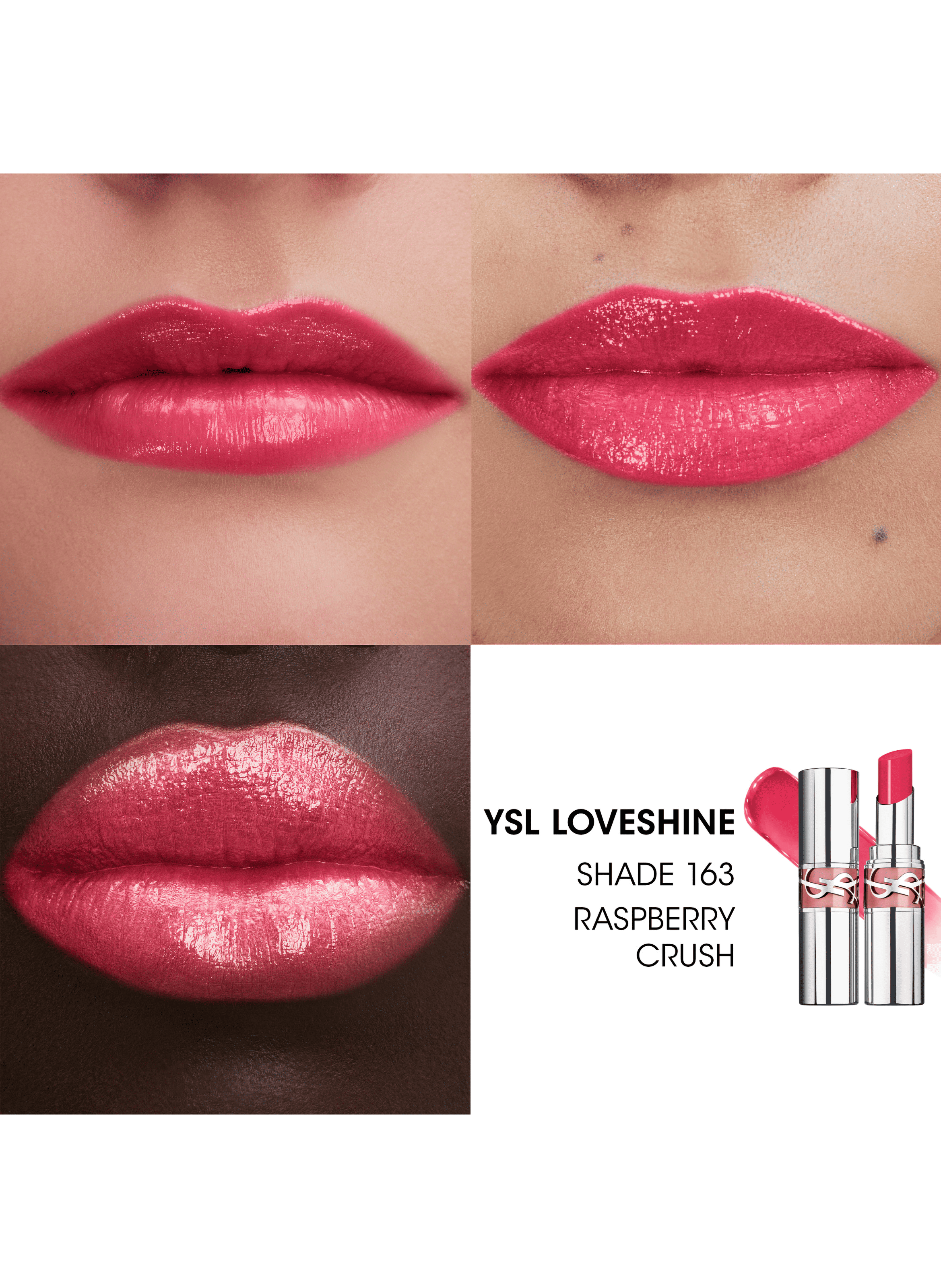YSL Loveshine Rouge à lèvres brillant et soin YVES SAINT LAURENT 163 raspberry crush
