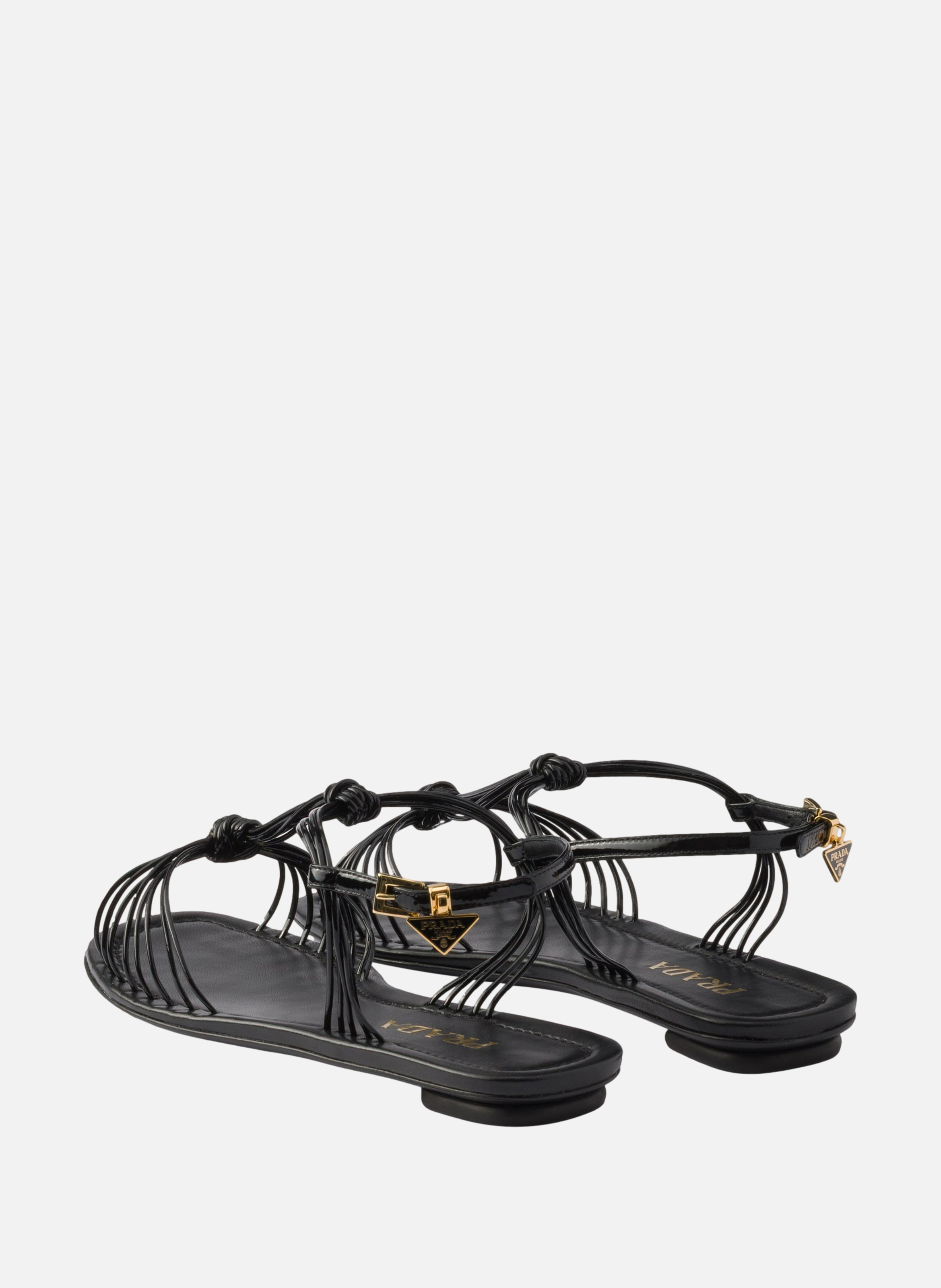 Sandales en cuir verni PRADA Noir