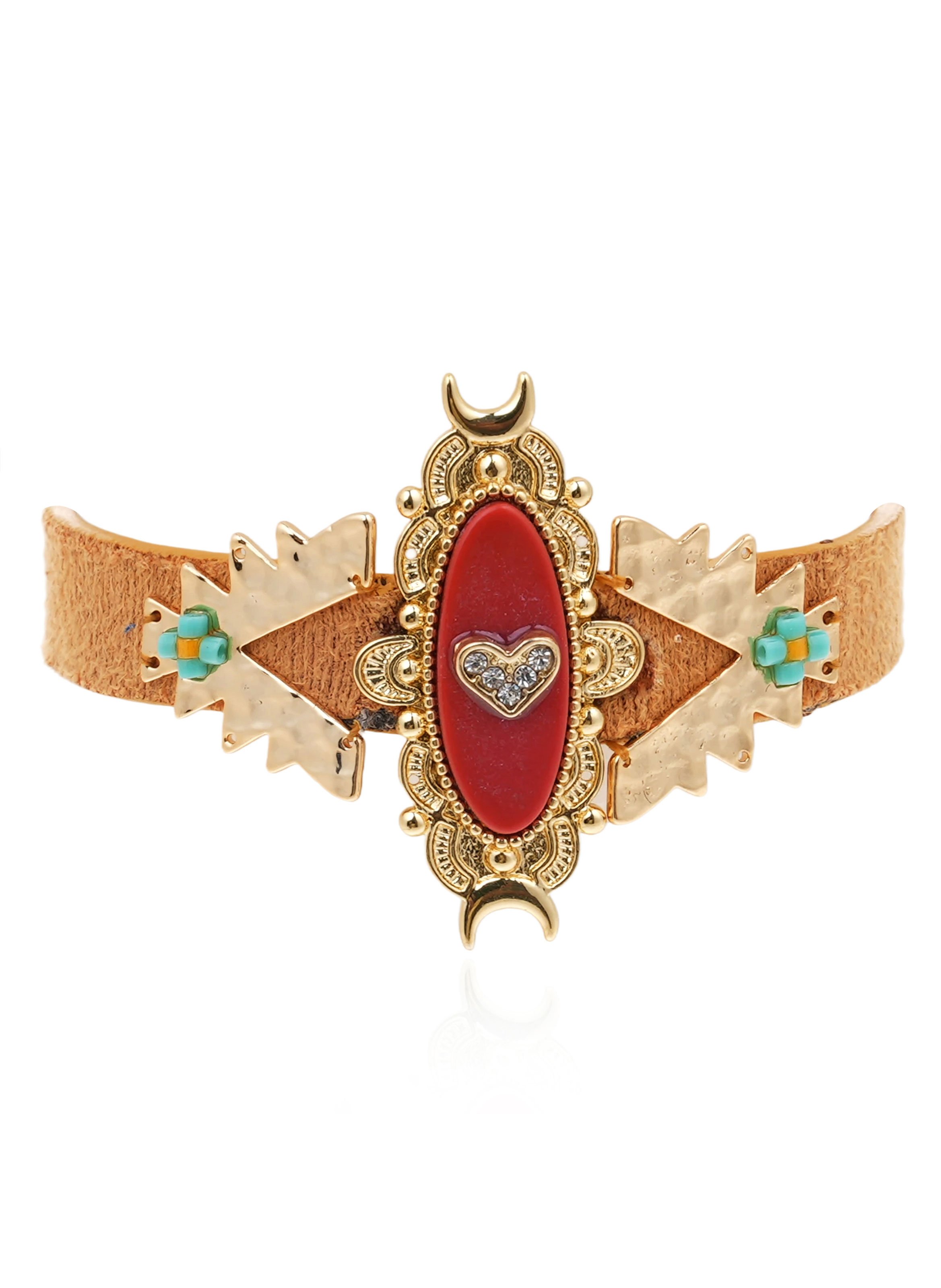 Bracelet manchette suédine avec cabochon central baroque SUGUAR HIPANEMA Jaune