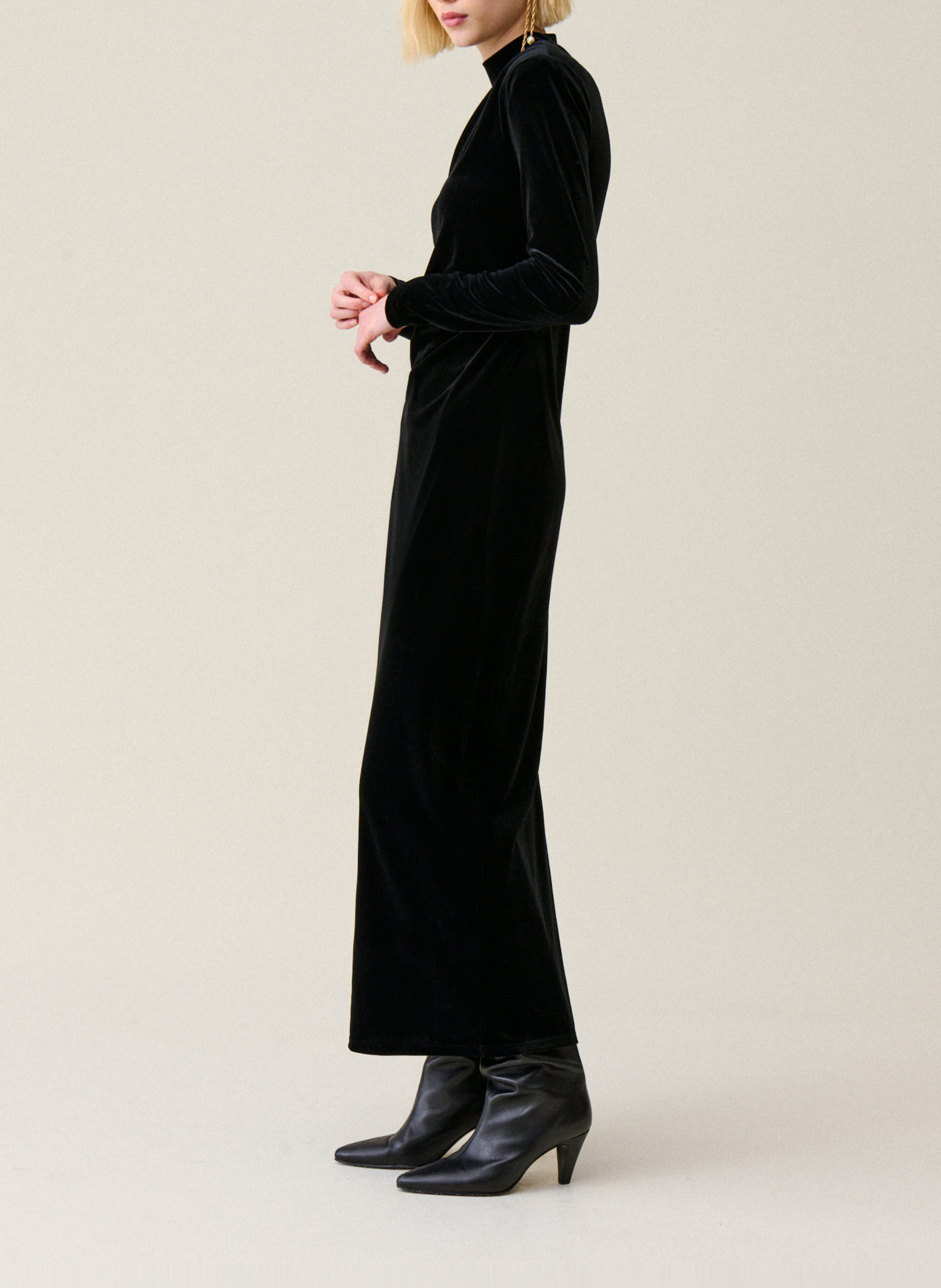 Robe midi en velours CLAUDIE PIERLOT Noir