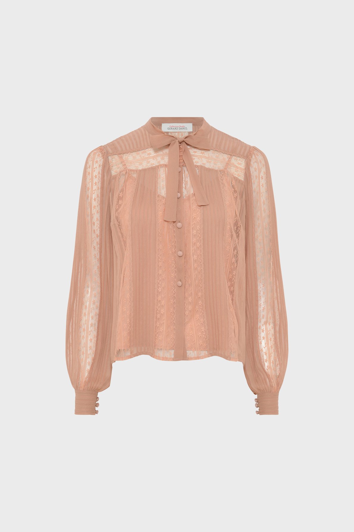 Chemise en dentelle à col lavallière - CYRANA GERARD DAREL Beige